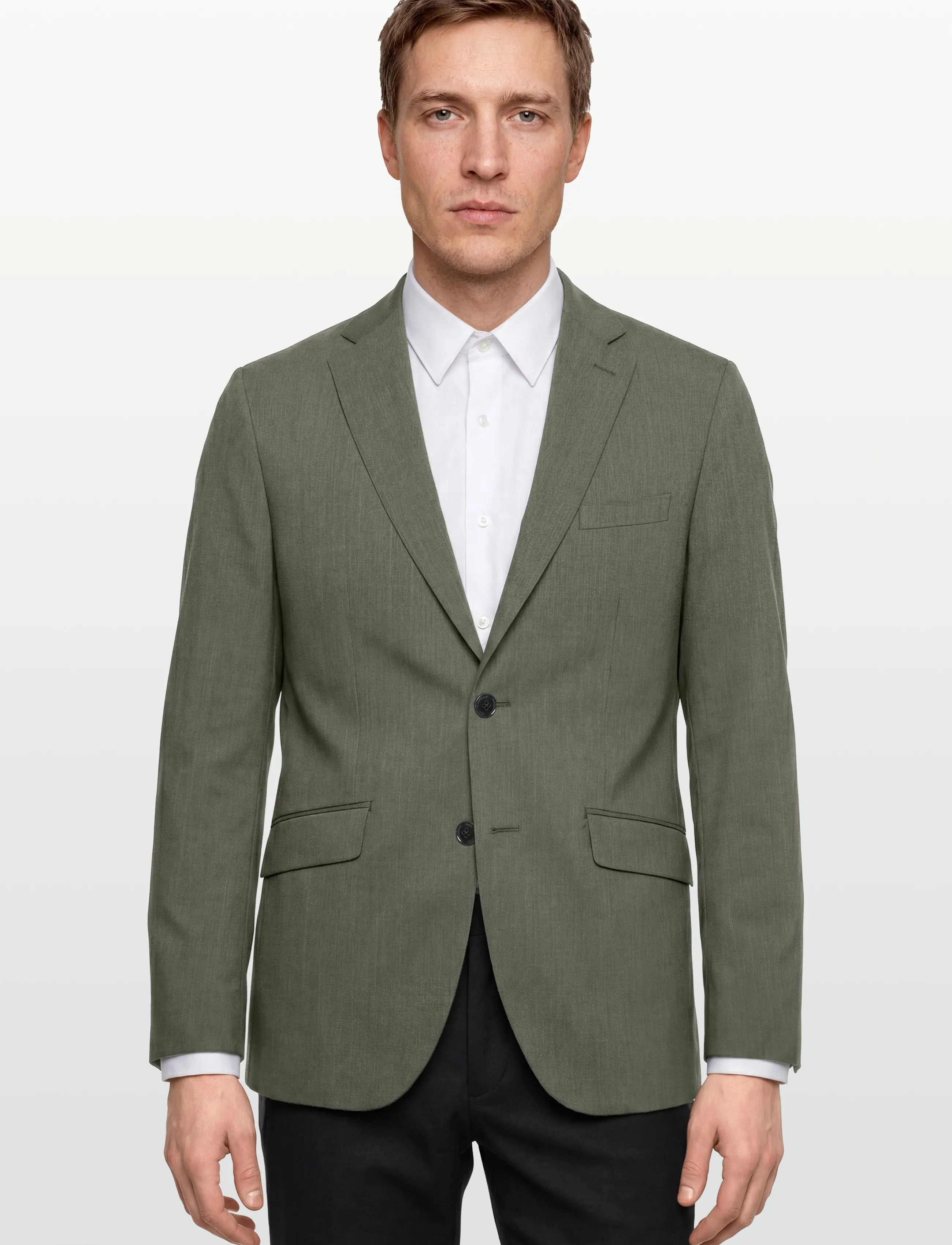 Lindbergh Black - Technical stretch blazer - combi suit - single breasted blazers - army mel - 3