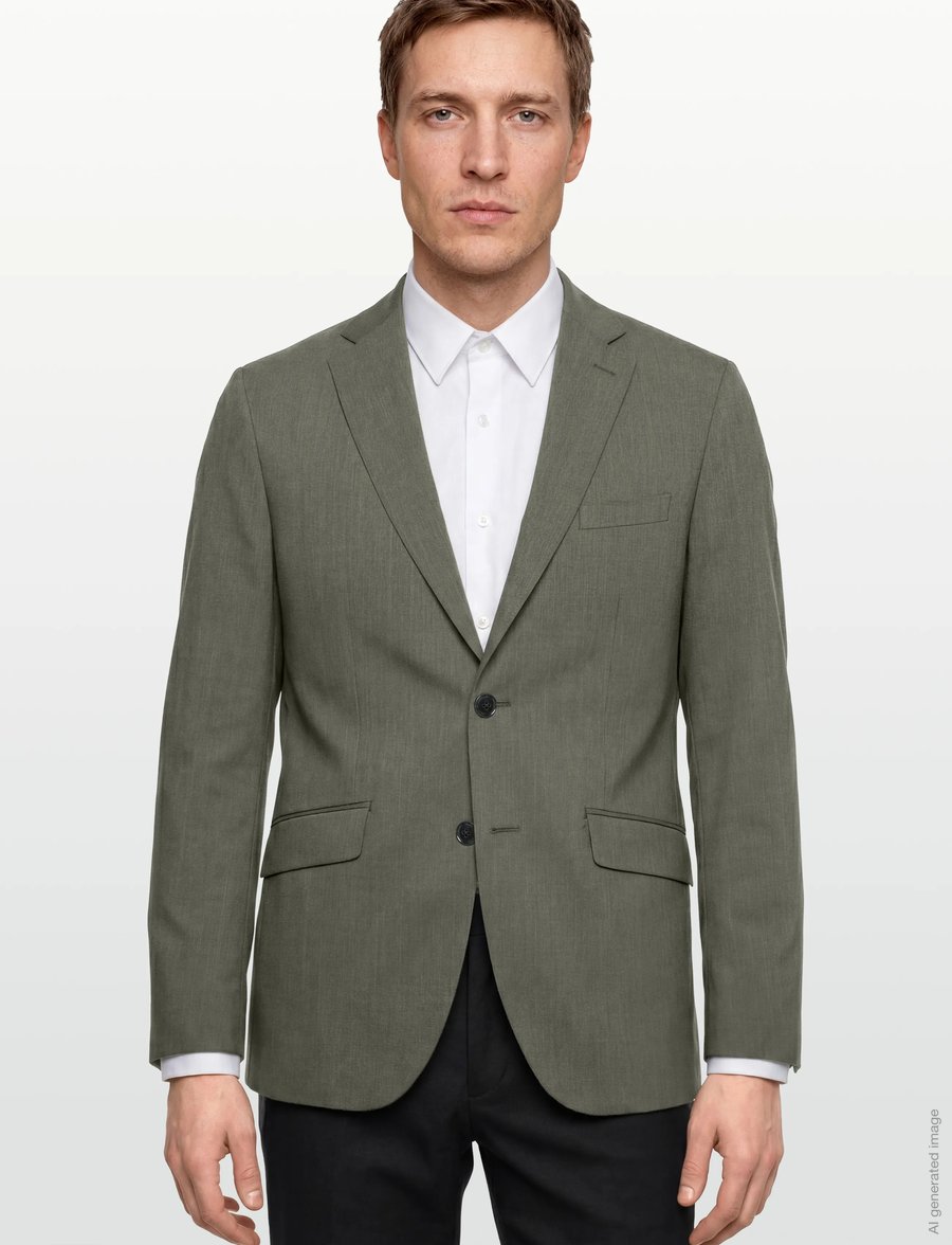 Lindbergh Black - Technical stretch blazer - combi suit - einreiher - army mel - 3