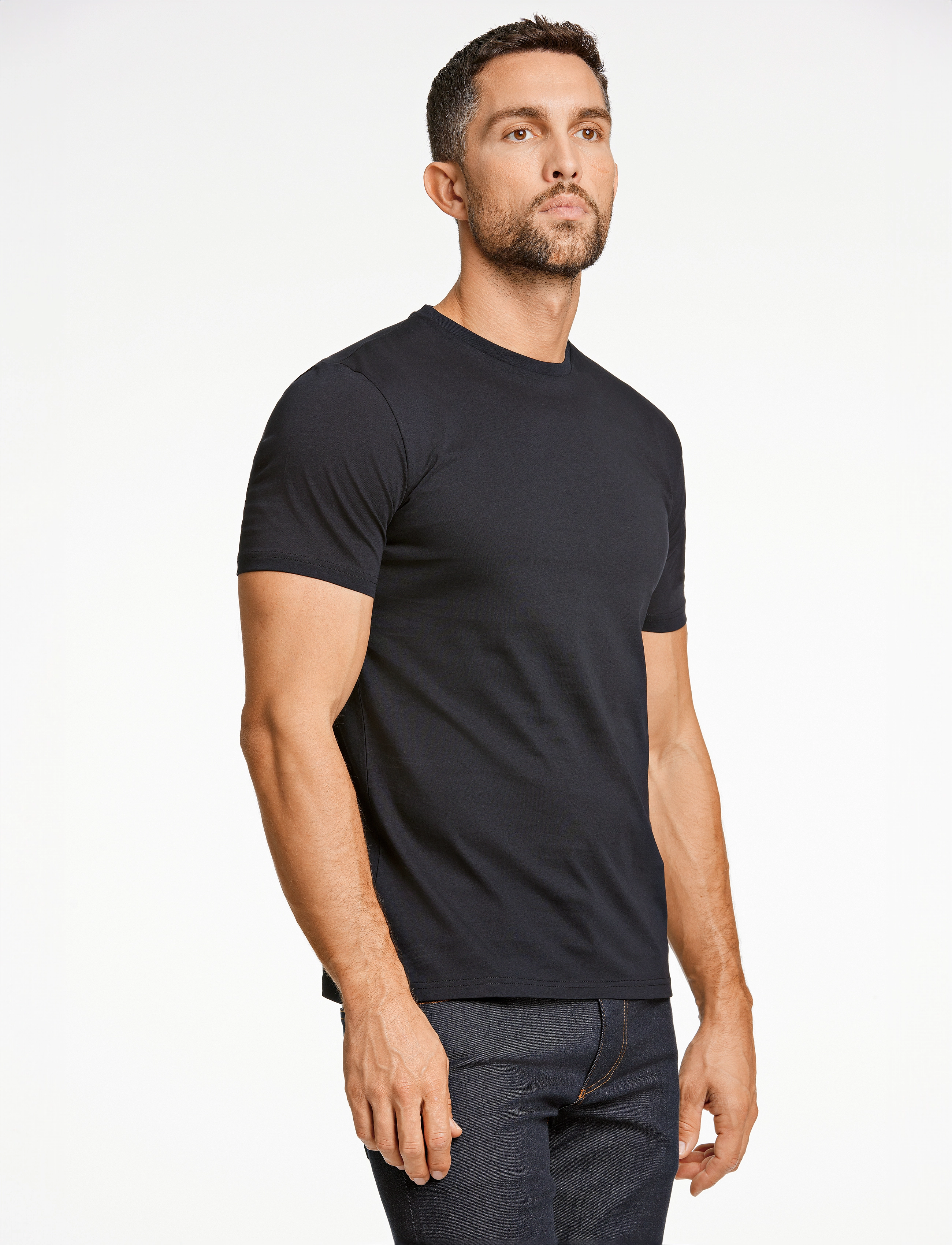 Lindbergh Black Mercerized Cotton Tee S/S, Mænd, Rundhals T-shirt, Sort, Str: XXXL