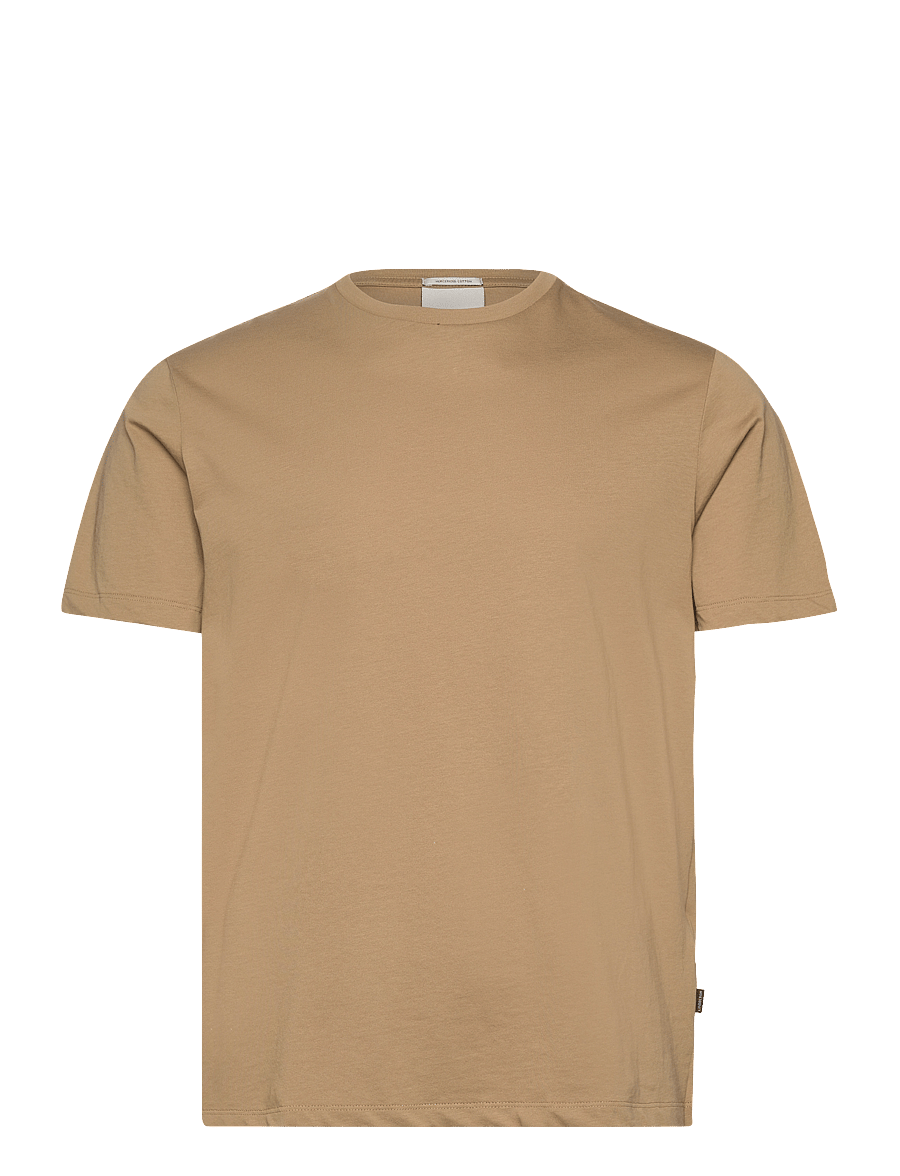 Lindbergh Black - Mercerized cotton tee S/S - kurzärmelige t-shirts - dk sand - 1