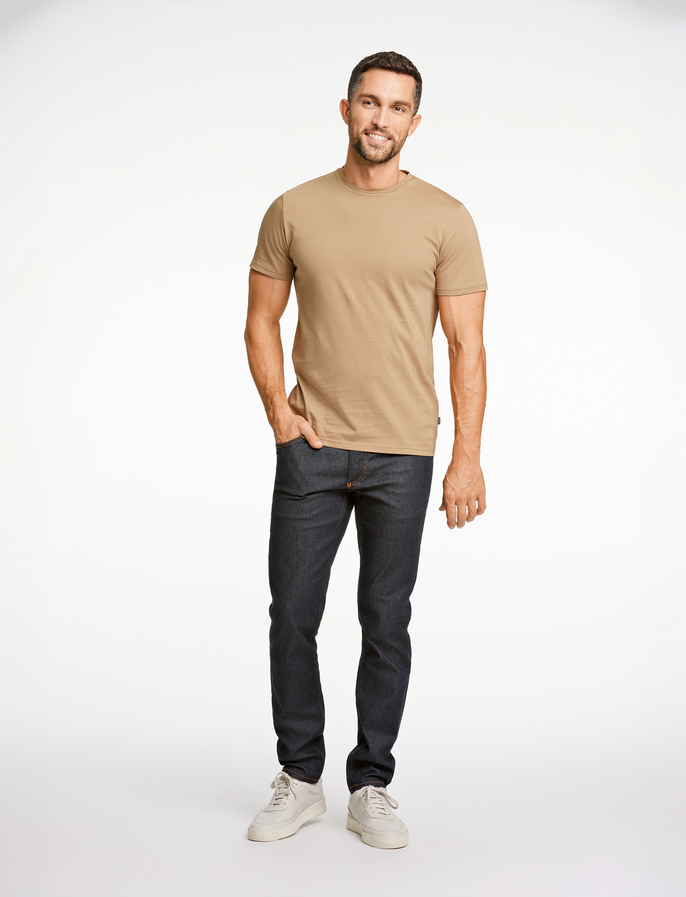 Lindbergh Black - Mercerized cotton tee S/S - stutterma bolir - dk sand - 4
