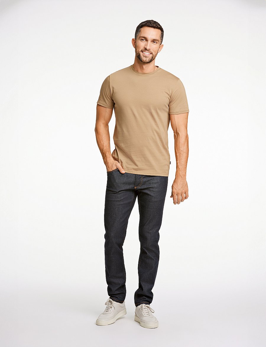 Lindbergh Black - Mercerized cotton tee S/S - kurzärmelige t-shirts - dk sand - 4