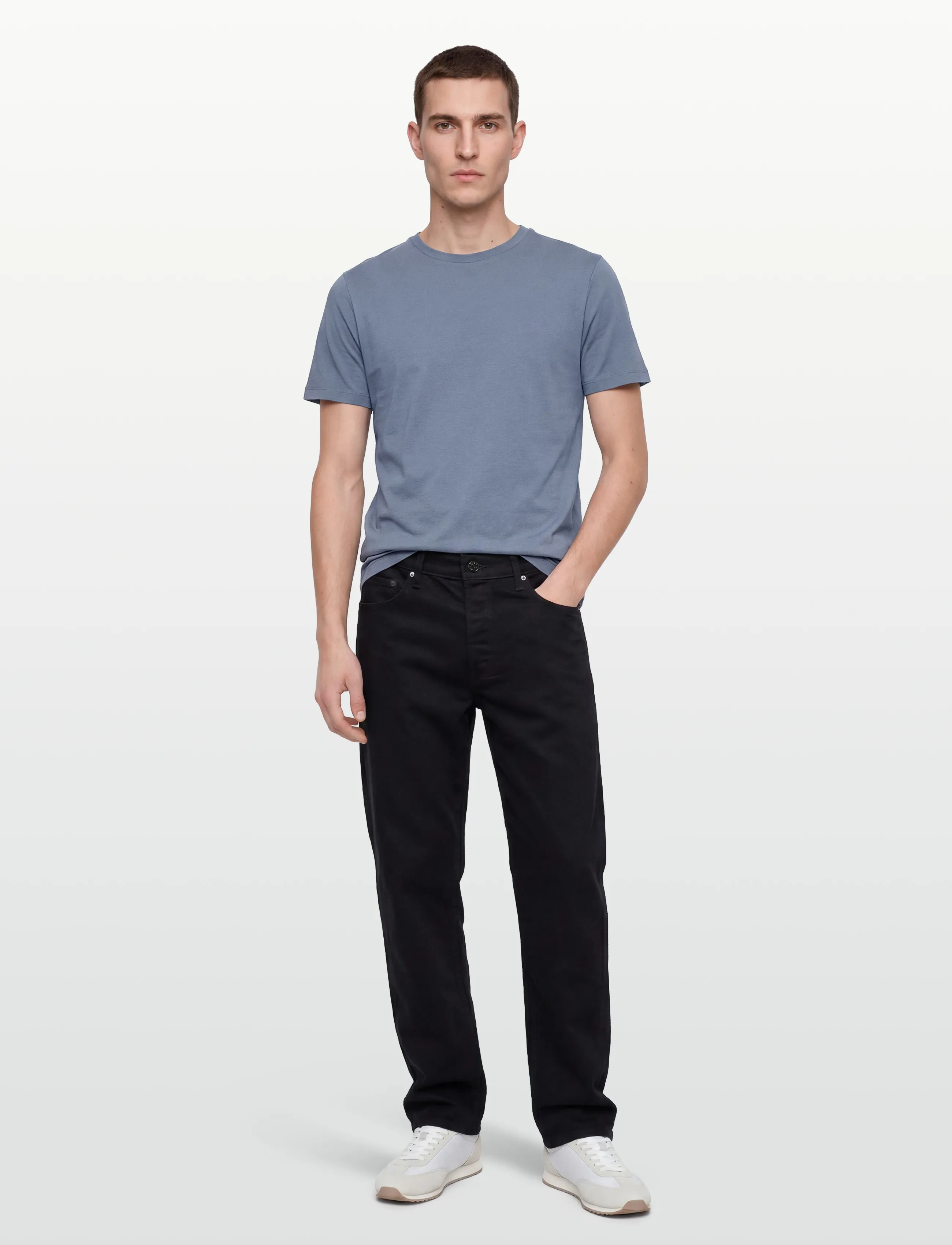 Lindbergh Black Mercerized cotton tee S/S - T-Shirts - DUSTY BLUE / navy