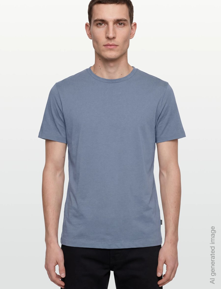 Lindbergh Black - Mercerized cotton tee S/S - kurzärmelige t-shirts - dusty blue - 3