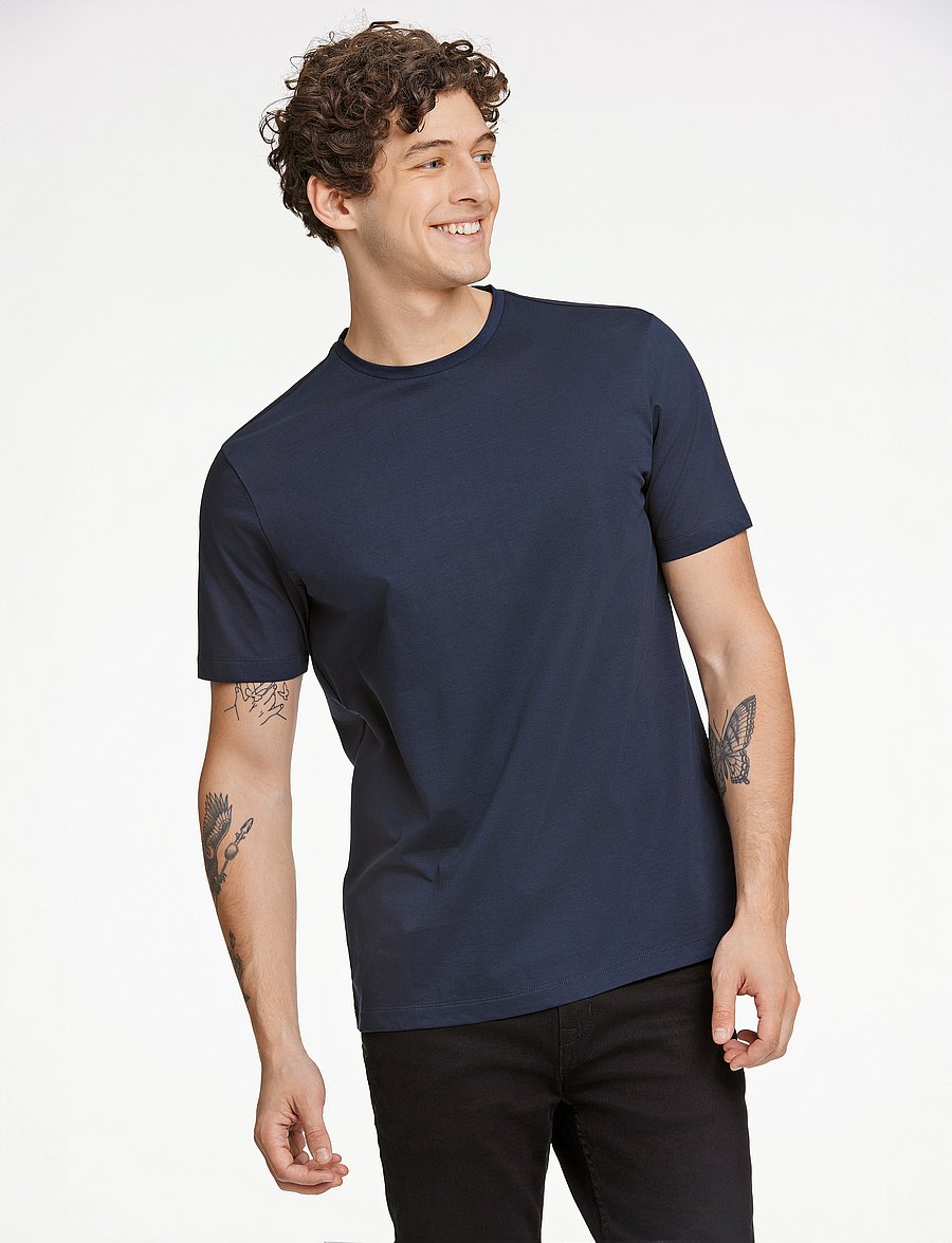 Lindbergh Black - Mercerized cotton tee S/S - kortærmede t-shirts - navy - 0