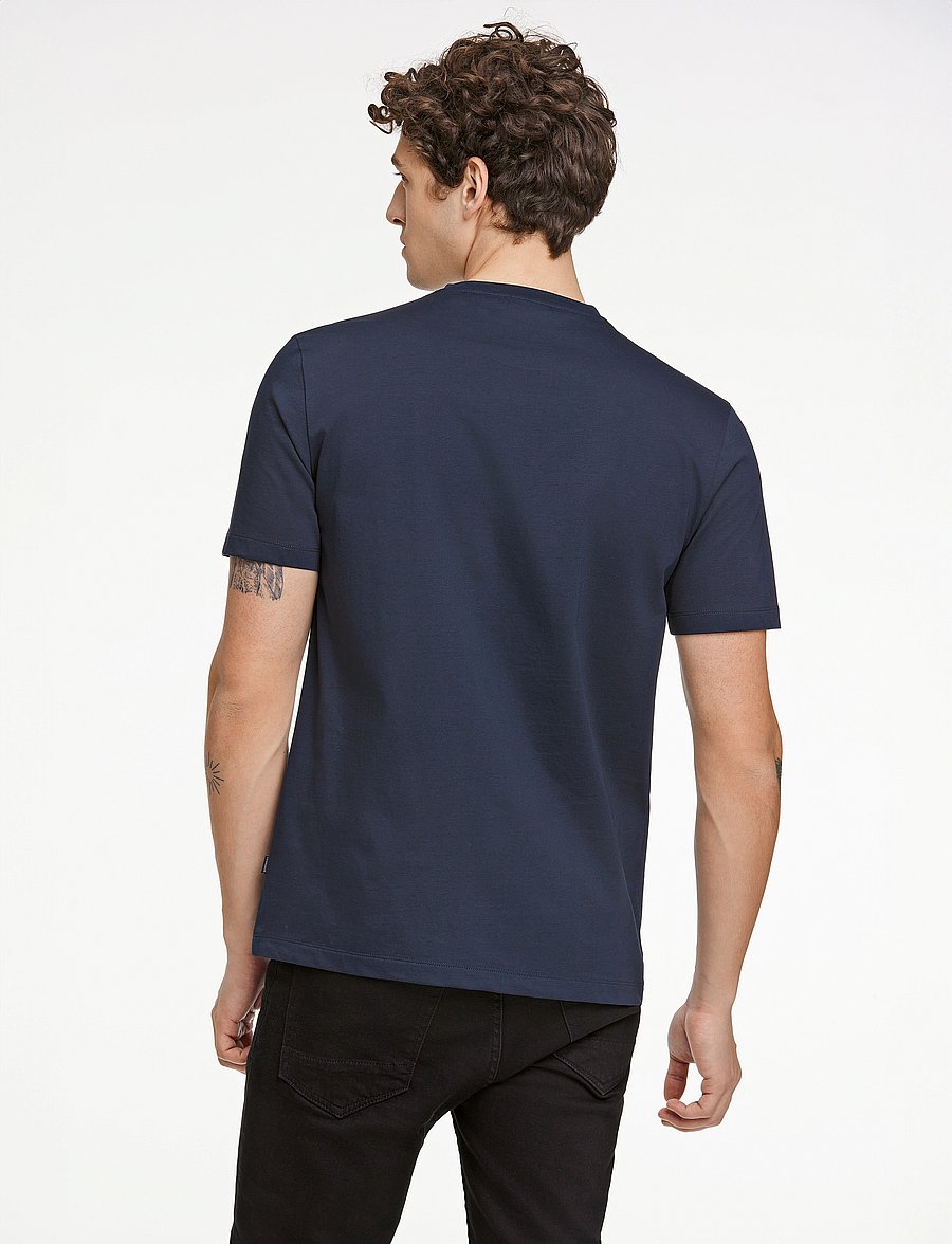 Lindbergh Black - Mercerized cotton tee S/S - kortærmede t-shirts - navy - 3