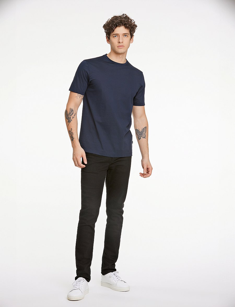 Lindbergh Black - Mercerized cotton tee S/S - kortærmede t-shirts - navy - 4
