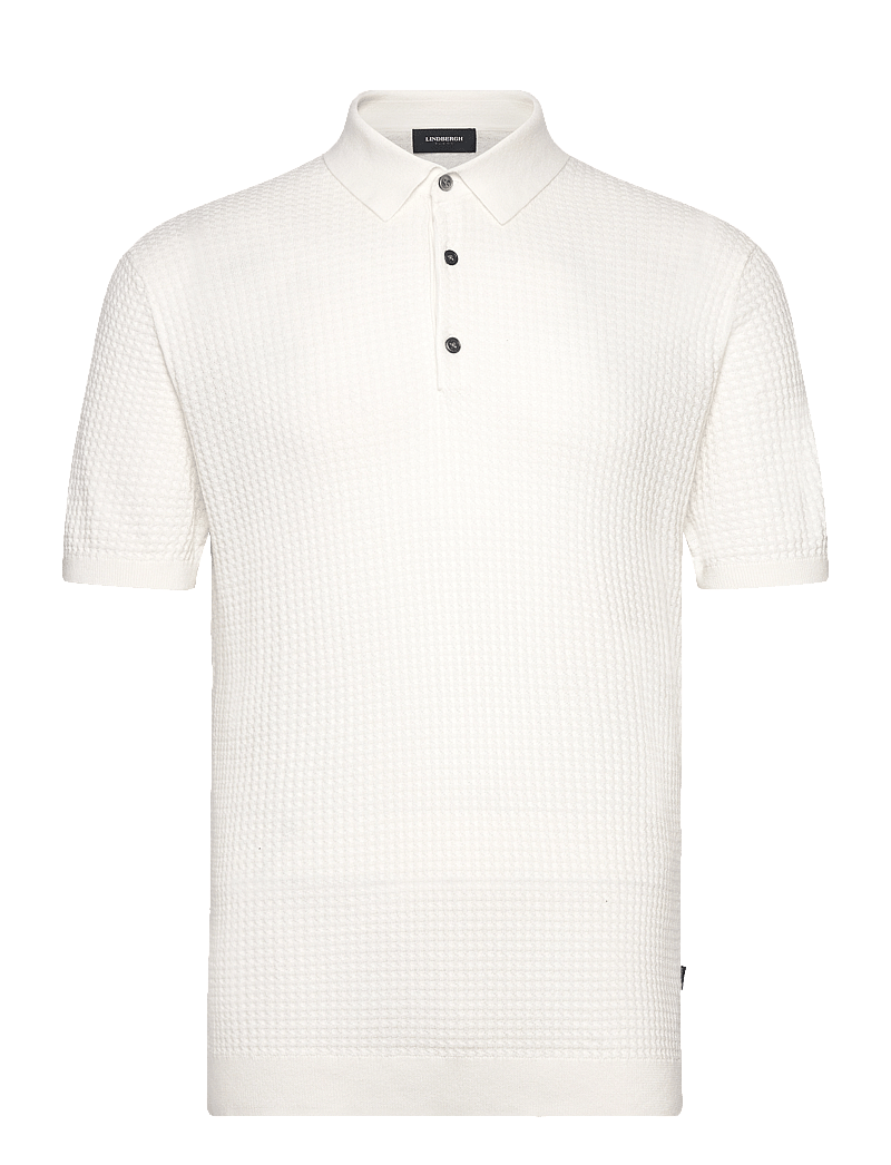 Lindbergh Black - Knitted cable polo S/S - kortärmade pikéer - off white - 0