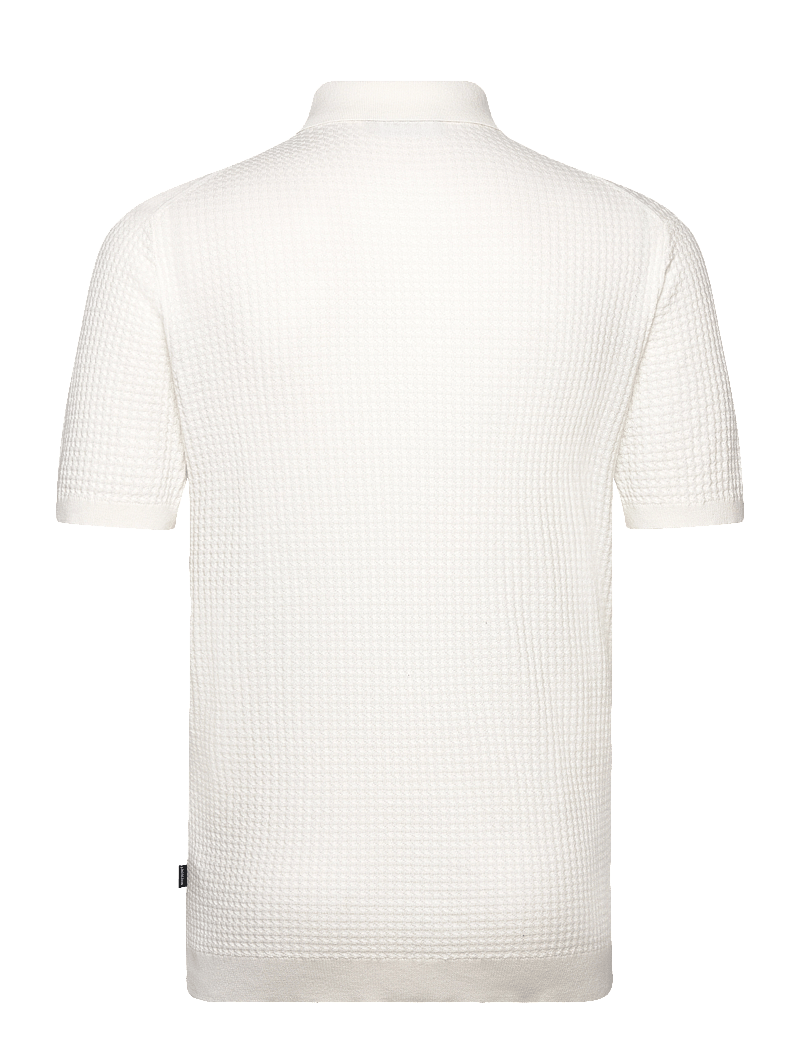 Lindbergh Black - Knitted cable polo S/S - kortärmade pikéer - off white - 1