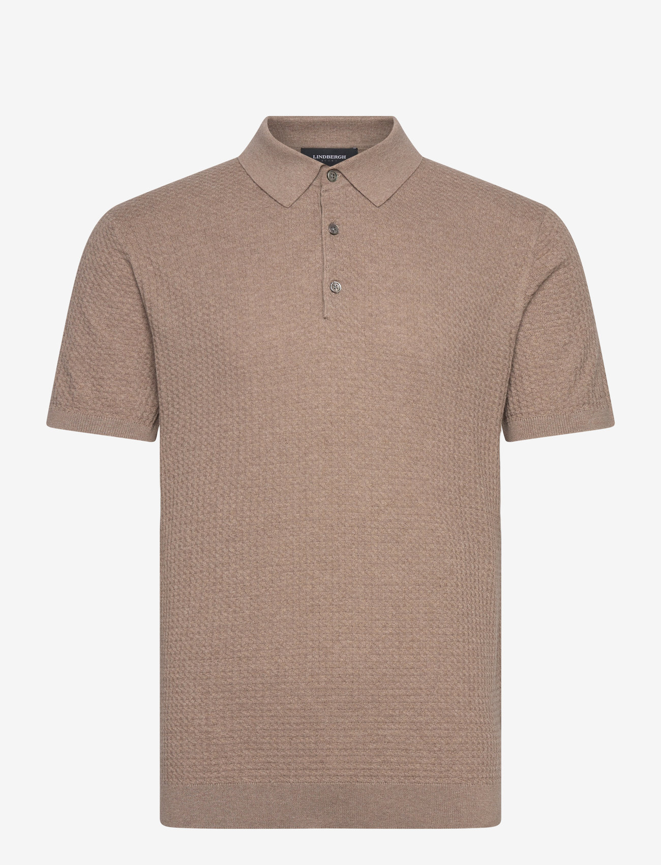 Lindbergh Black - Knitted cable polo S/S - kurzärmelig - sand mel - 0