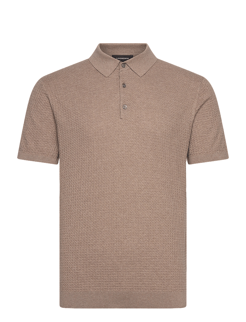 Lindbergh Black - Knitted cable polo S/S - kurzärmelig - sand mel - 0