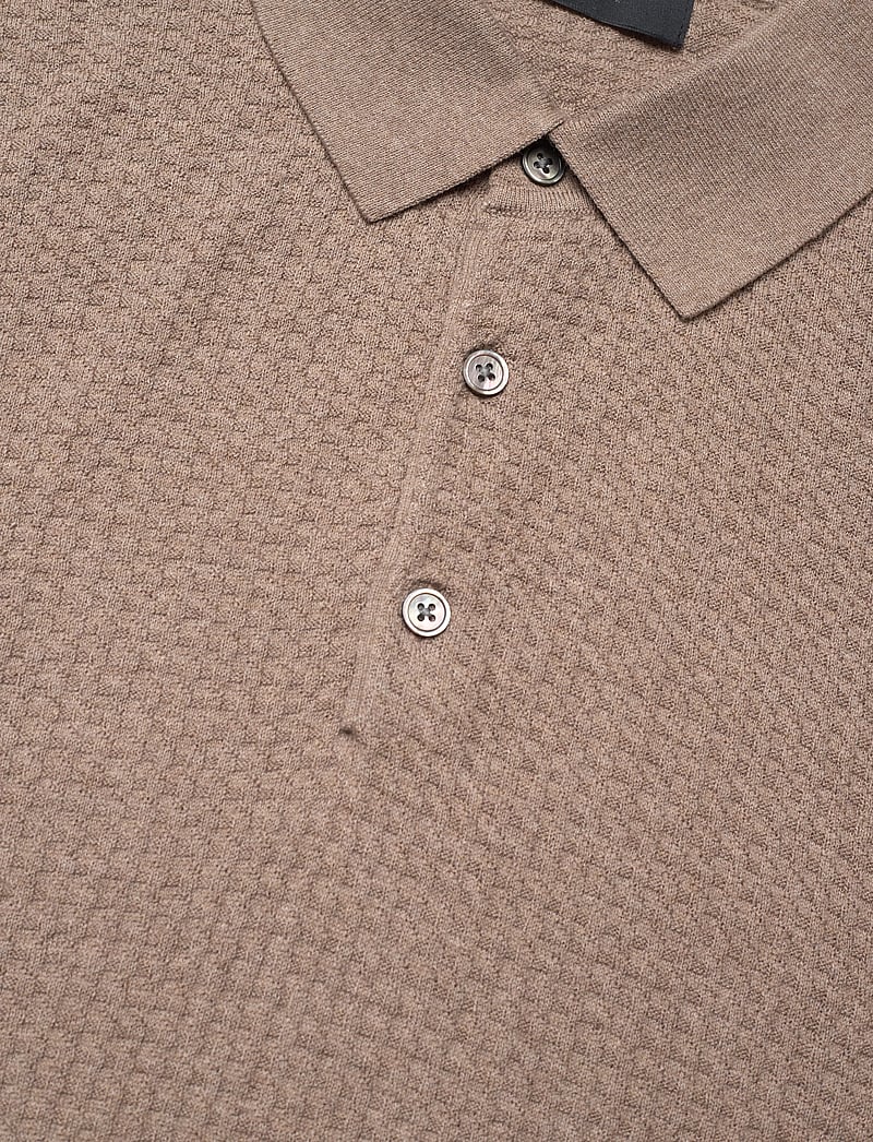 Lindbergh Black - Knitted cable polo S/S - kurzärmelig - sand mel - 2