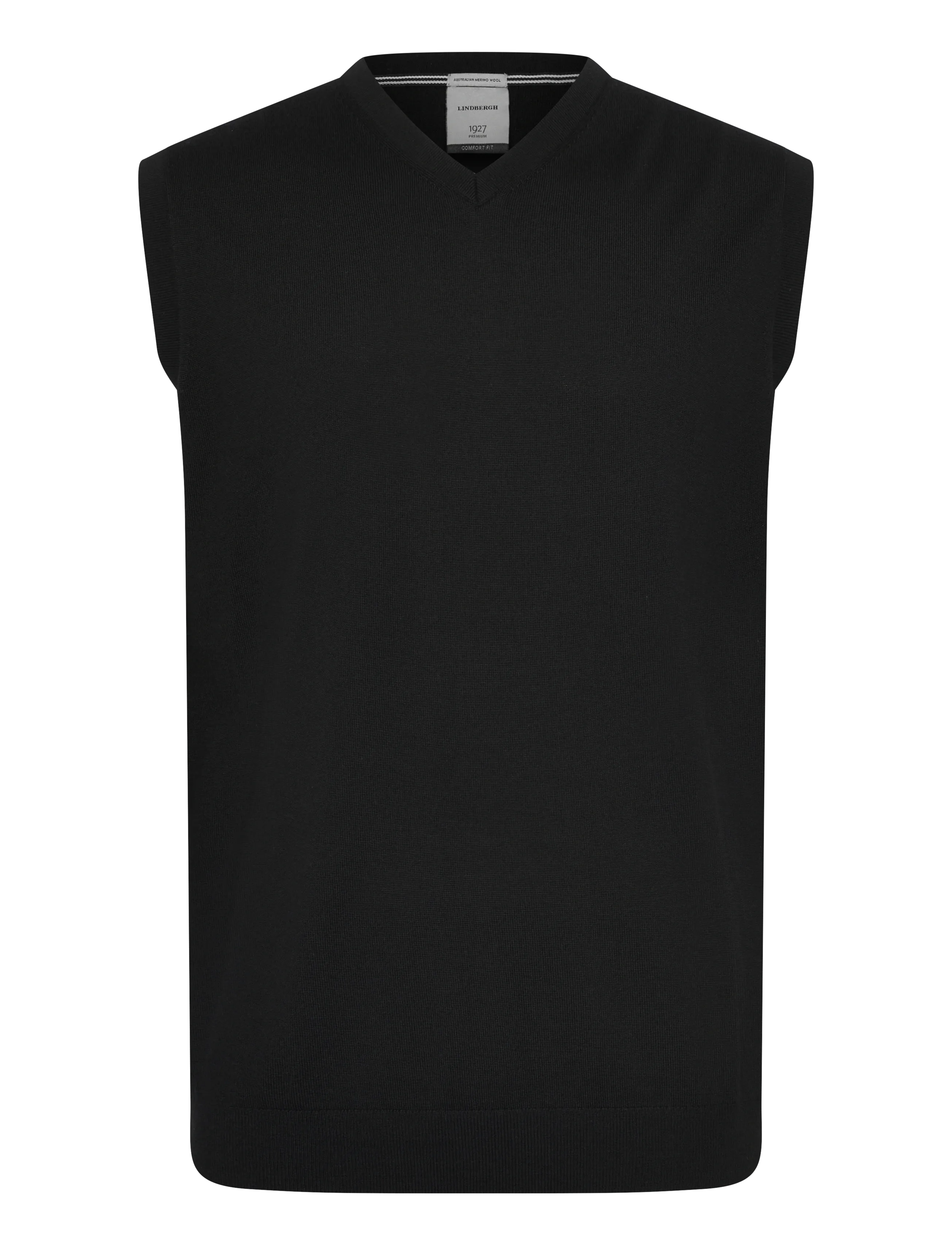 Lindbergh Black 100 % merino v-neck slipover - Swetry - BLACK / black
