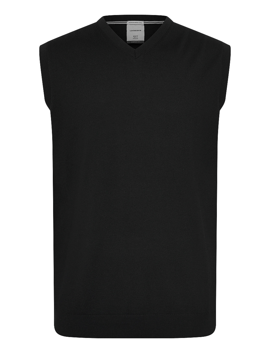 Lindbergh Black - 100 % merino v-neck slipover - strikveste - black - 0