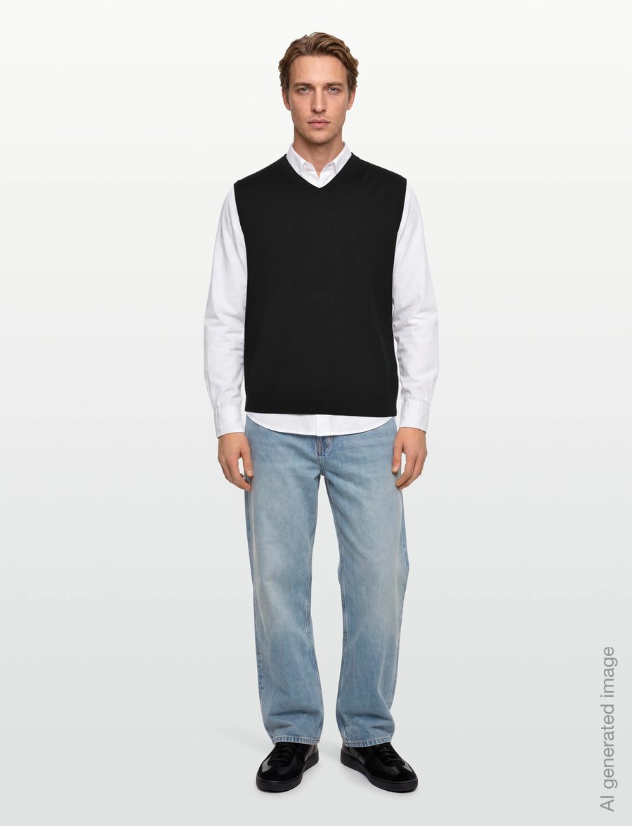 Lindbergh Black - 100 % merino v-neck slipover - strickwesten - black - 0