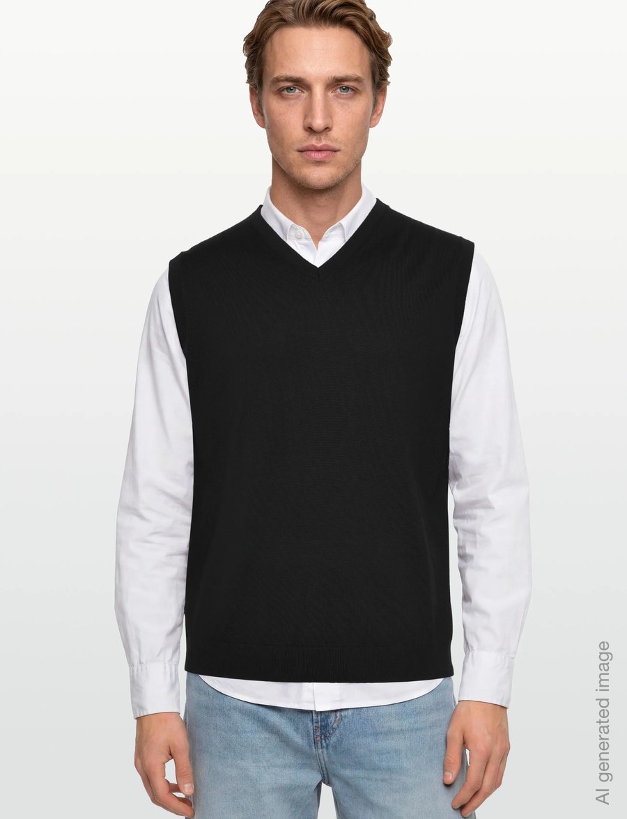 Lindbergh Black - 100 % merino v-neck slipover - strickwesten - black - 3