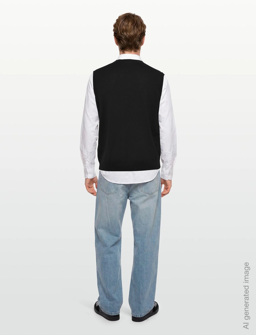 Lindbergh Black - 100 % merino v-neck slipover - strickwesten - black - 4
