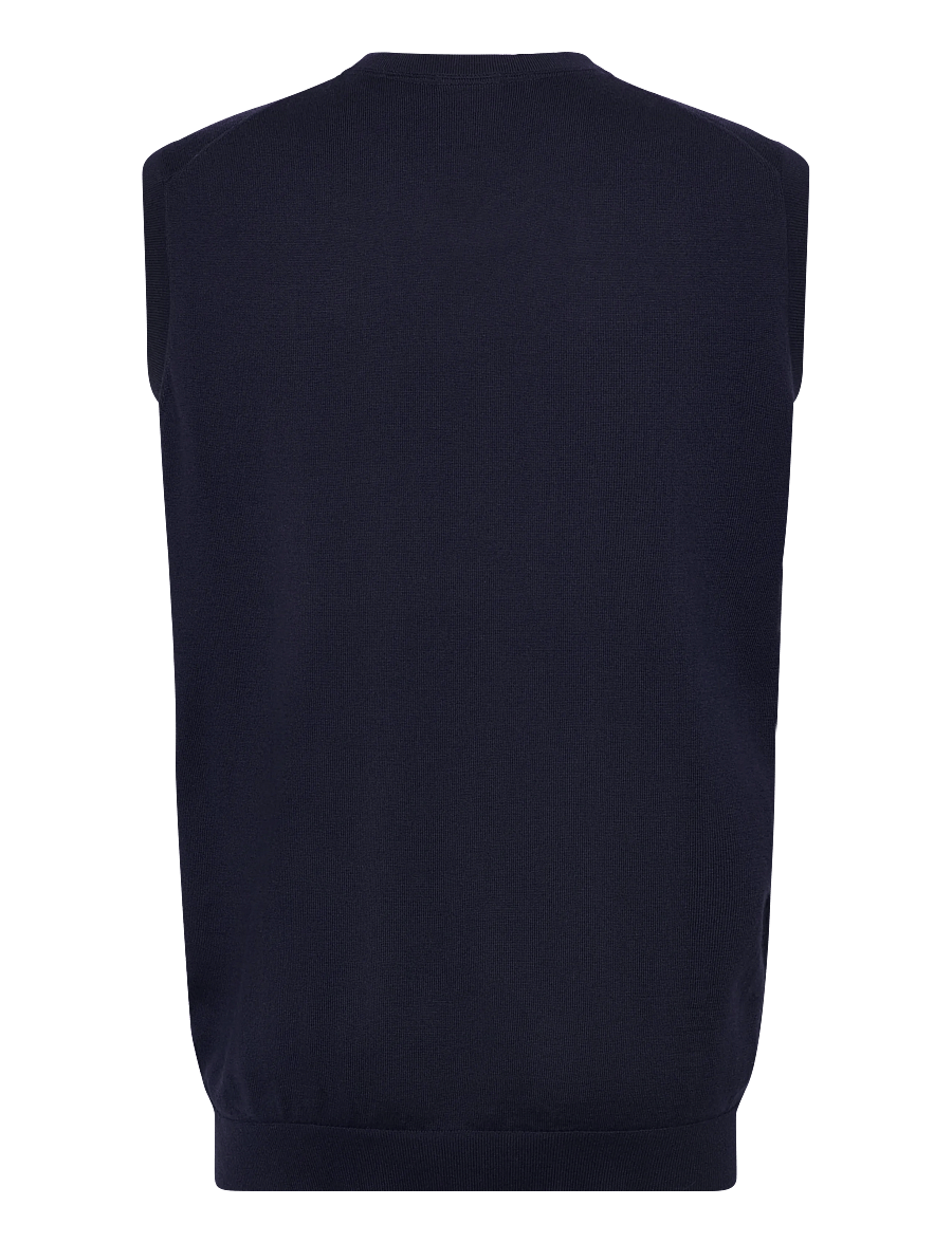 Lindbergh Black - 100 % merino v-neck slipover - strikveste - navy - 1