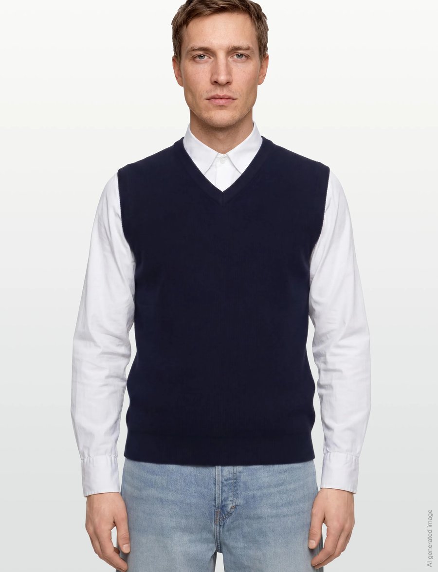 Lindbergh Black - 100 % merino v-neck slipover - strikveste - navy - 3