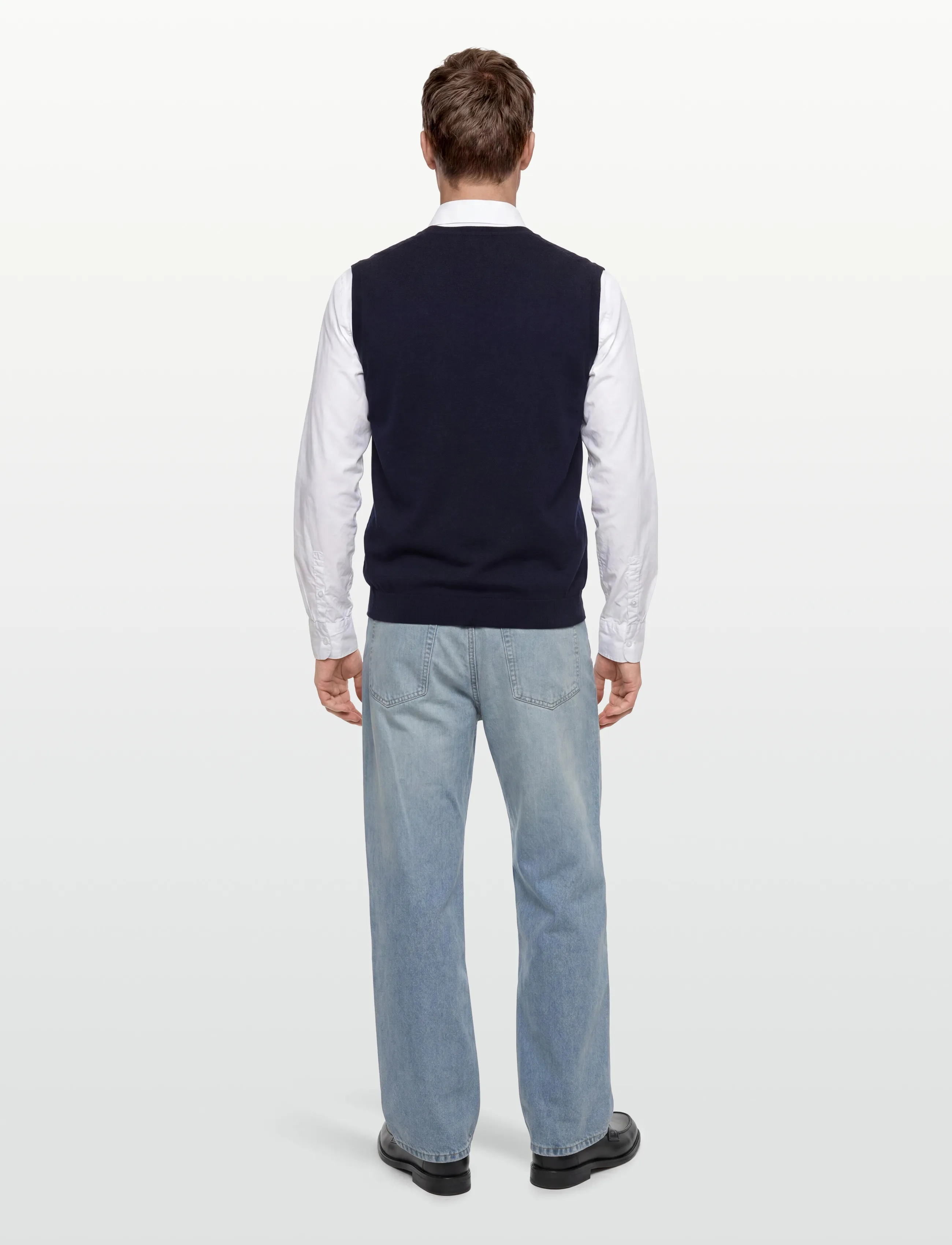 Lindbergh Black - 100 % merino v-neck slipover - strikveste - navy - 4
