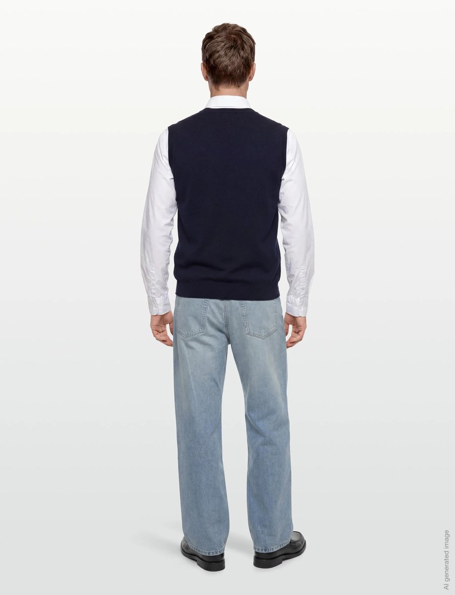 Lindbergh Black - 100 % merino v-neck slipover - strikveste - navy - 4