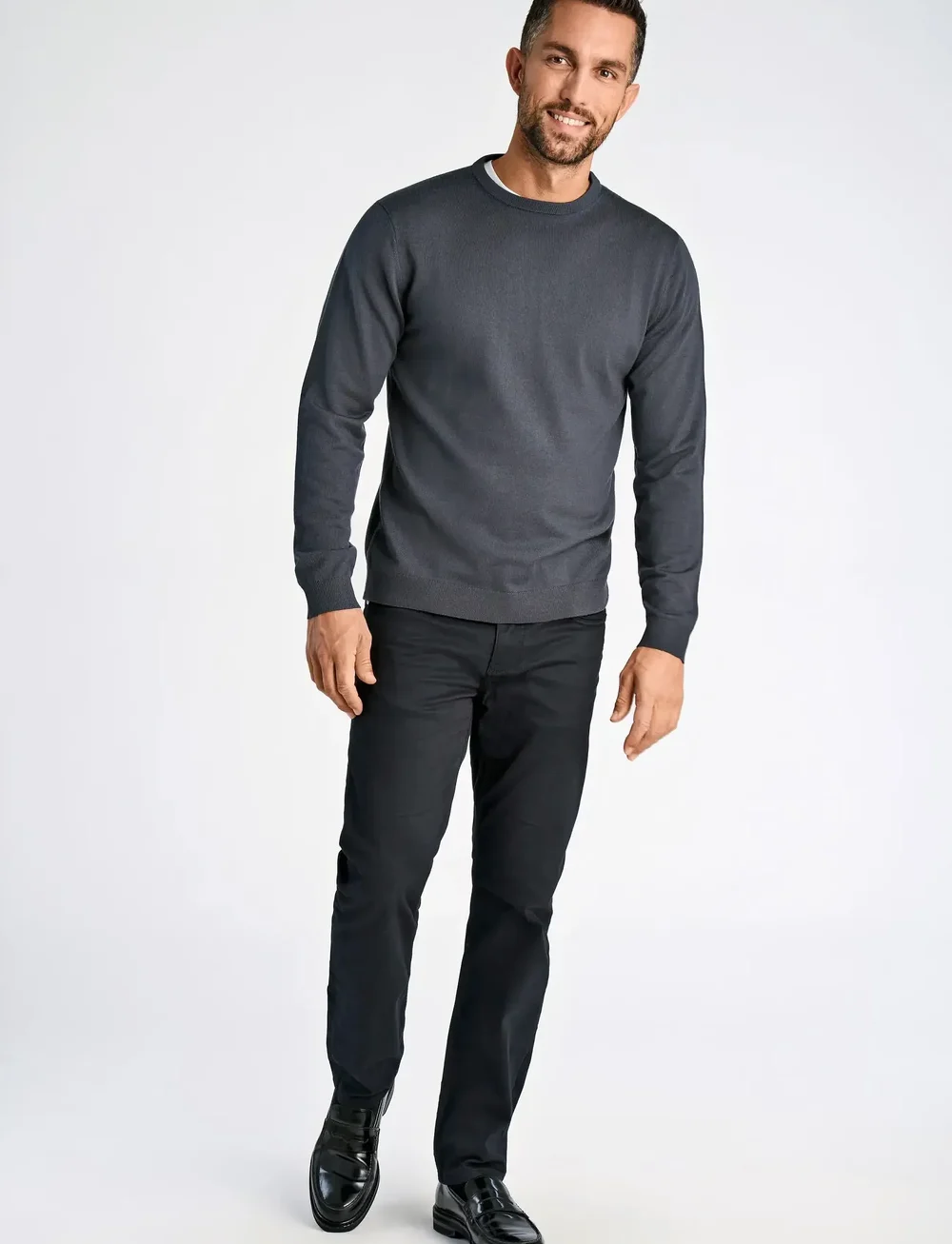Lindbergh Black - 100 % merino crew neck knit - rund hals - asphalt grey - 0