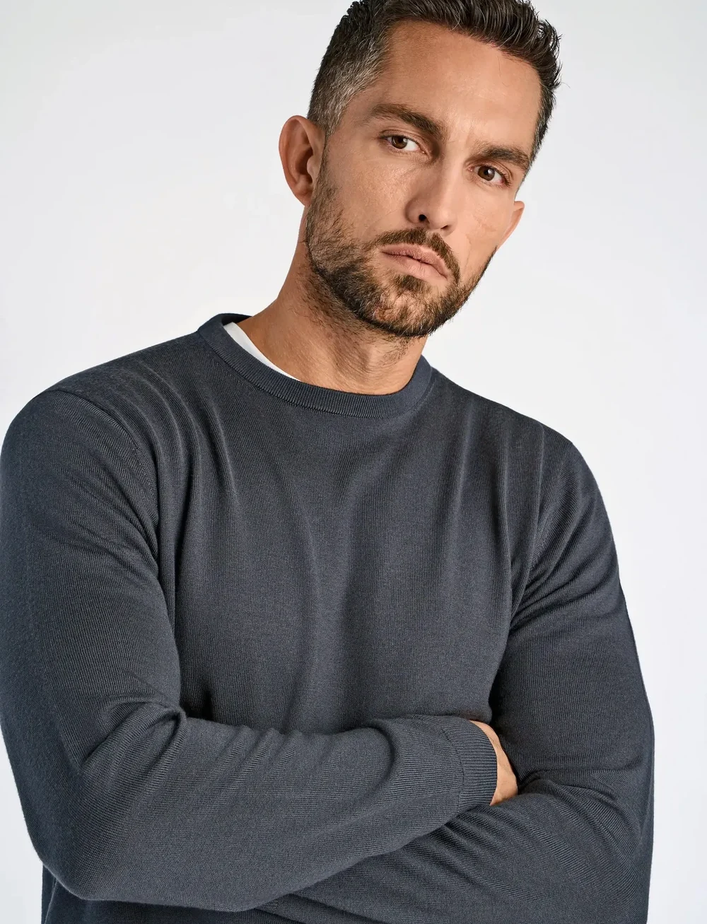 Lindbergh Black - 100 % merino crew neck knit - rund hals - asphalt grey - 3