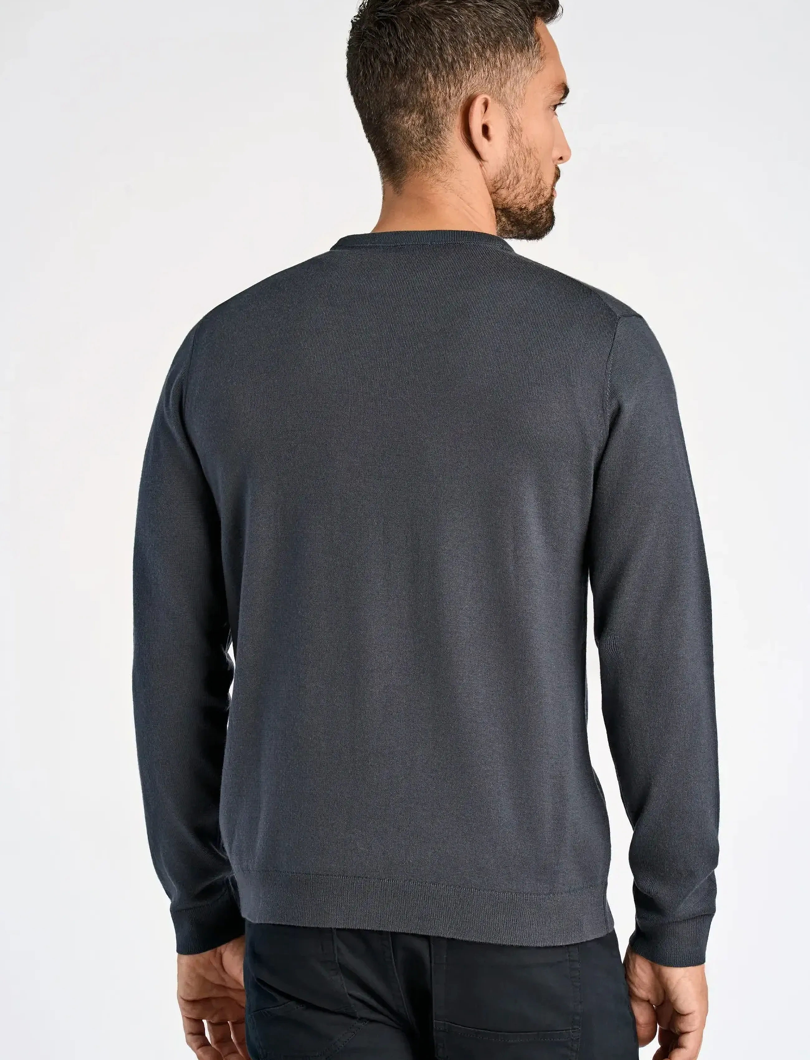 Lindbergh Black - 100 % merino crew neck knit - rund hals - asphalt grey - 4