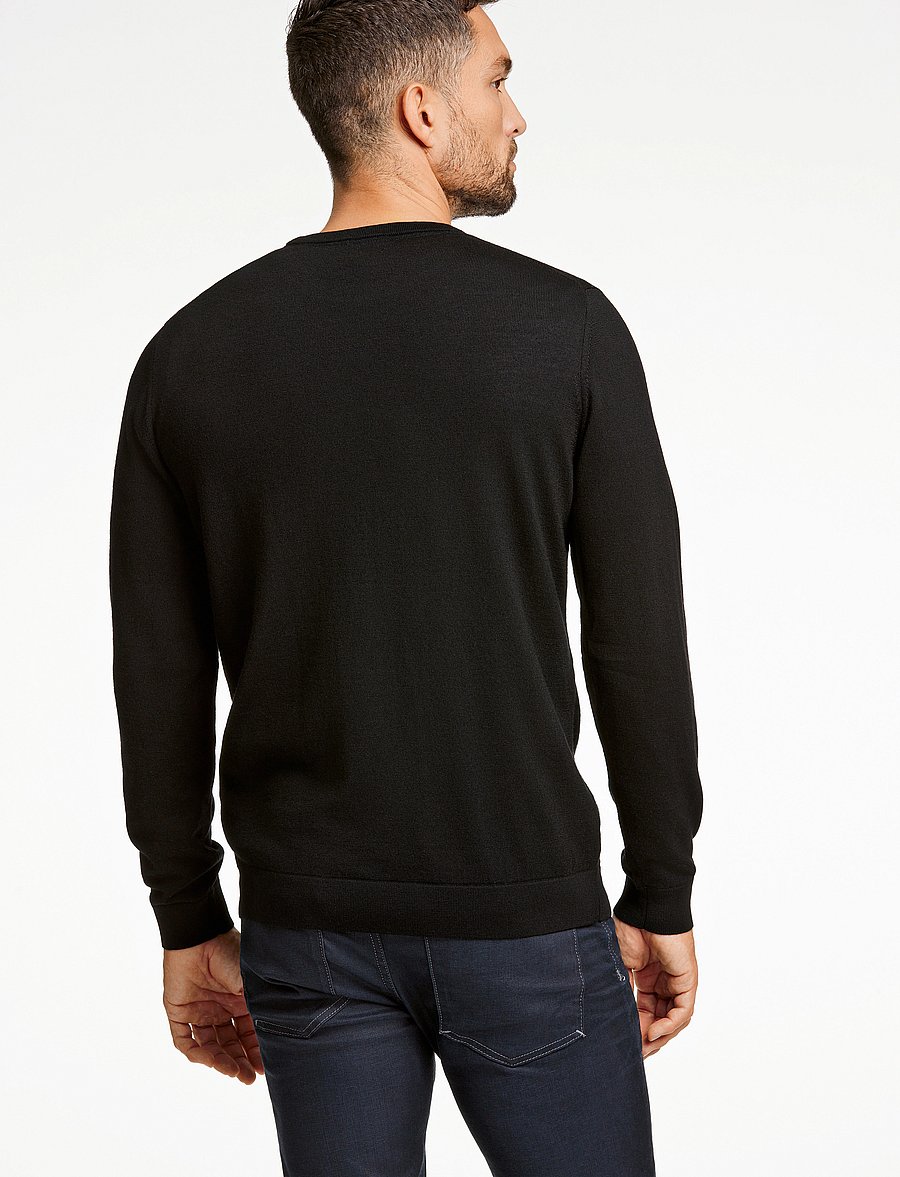 Lindbergh Black - 100 % merino crew neck knit - rundhals - black - 3