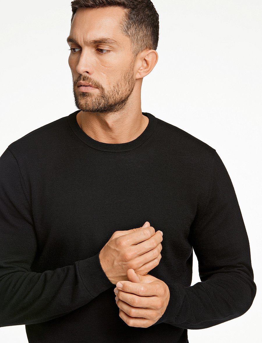 Lindbergh Black - 100 % merino crew neck knit - rund hals - black - 5