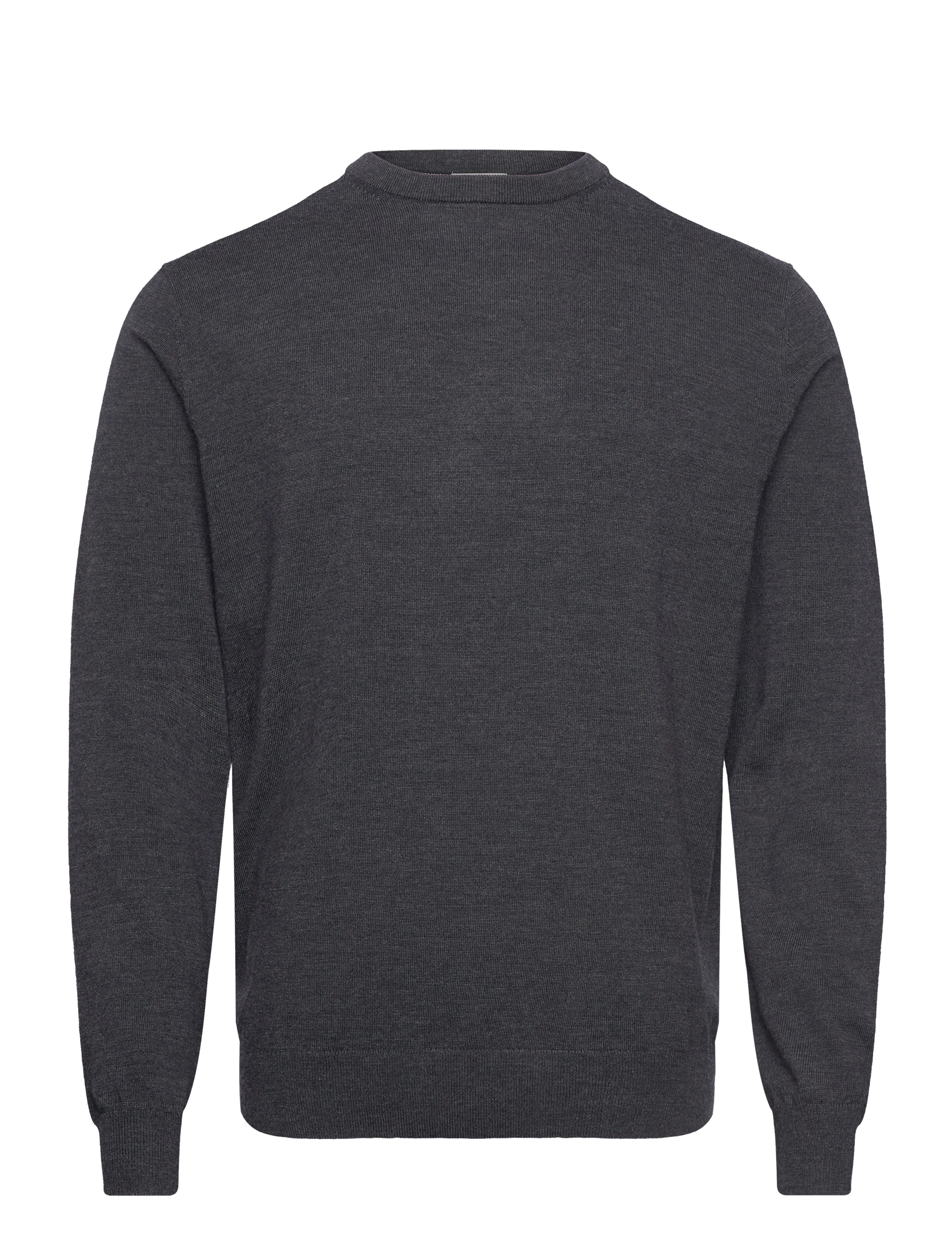 Lindbergh Black 100 % merino crew neck knit - Rundhals - CHARCOAL MEL / grey