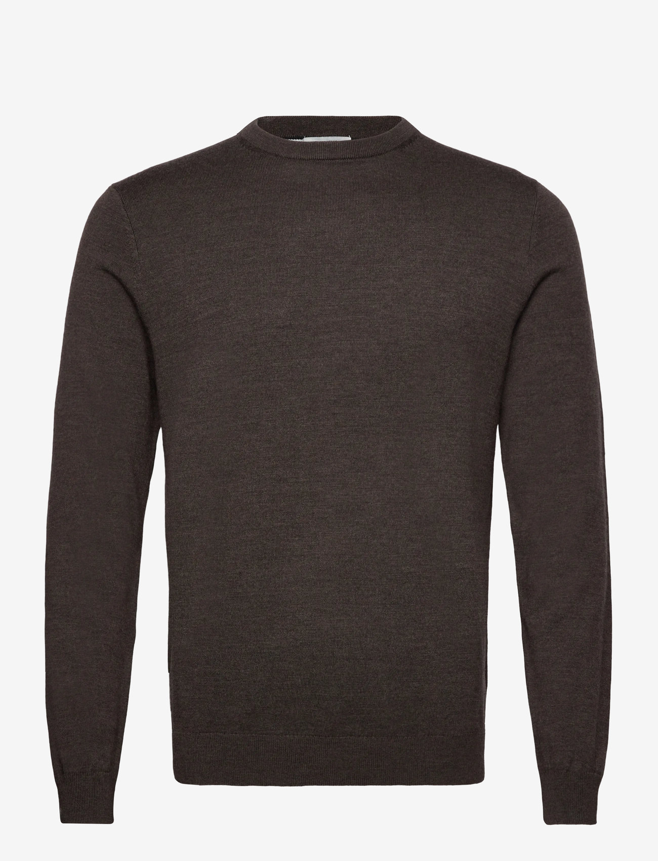 Lindbergh Black - 100 % merino crew neck knit - round necks - dk brown mel - 0
