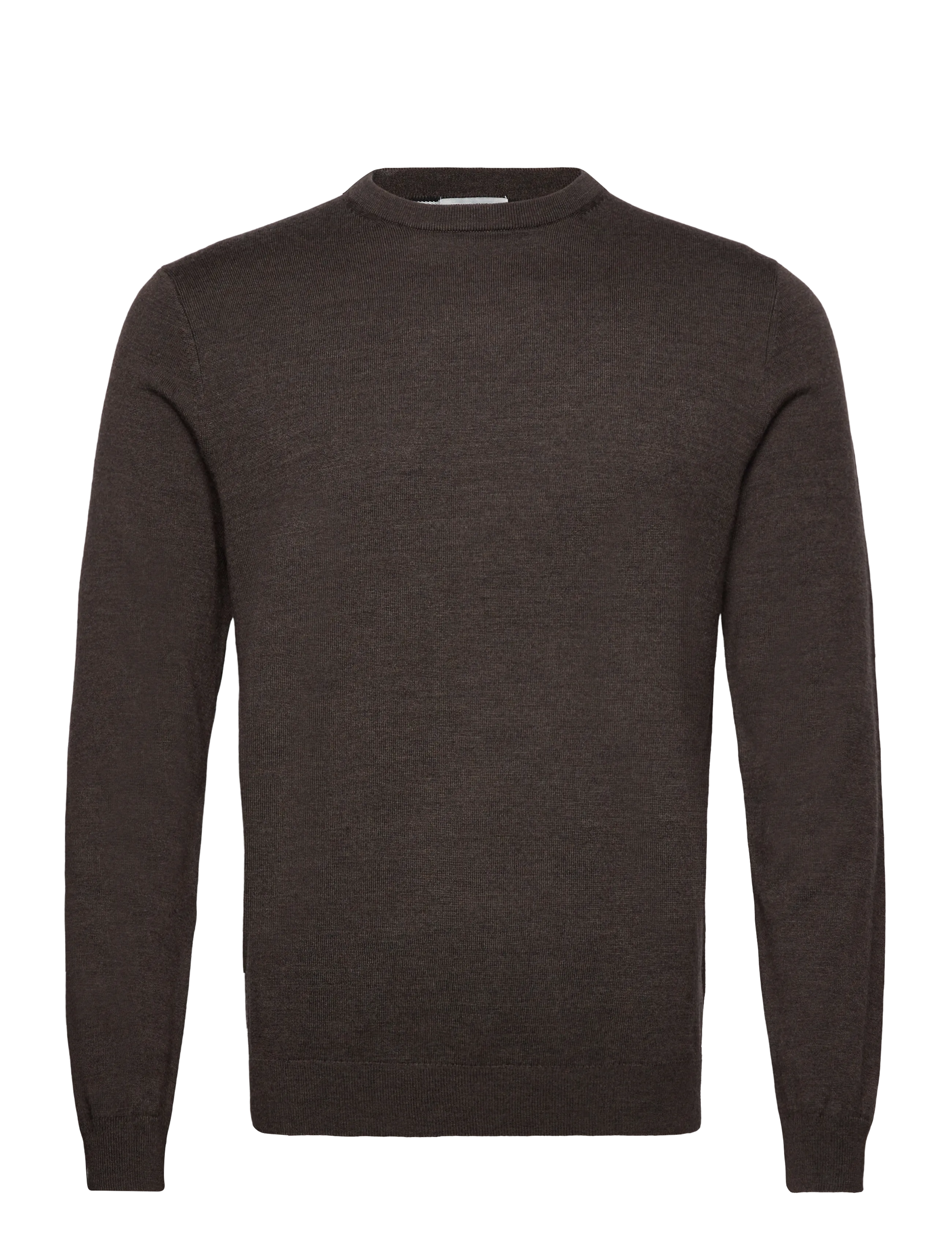 Lindbergh Black 100 % merino crew neck knit - Strik - DK BROWN MEL / brown