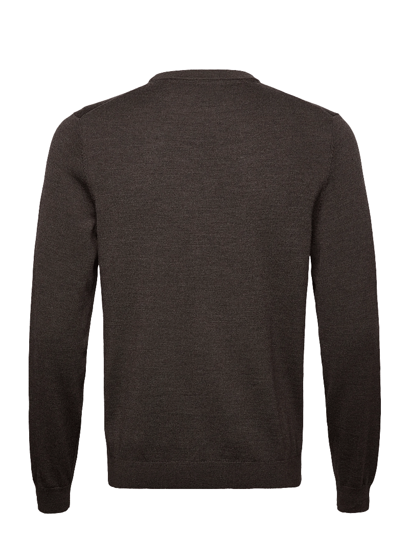 Lindbergh Black - 100 % merino crew neck knit - round necks - dk brown mel - 1