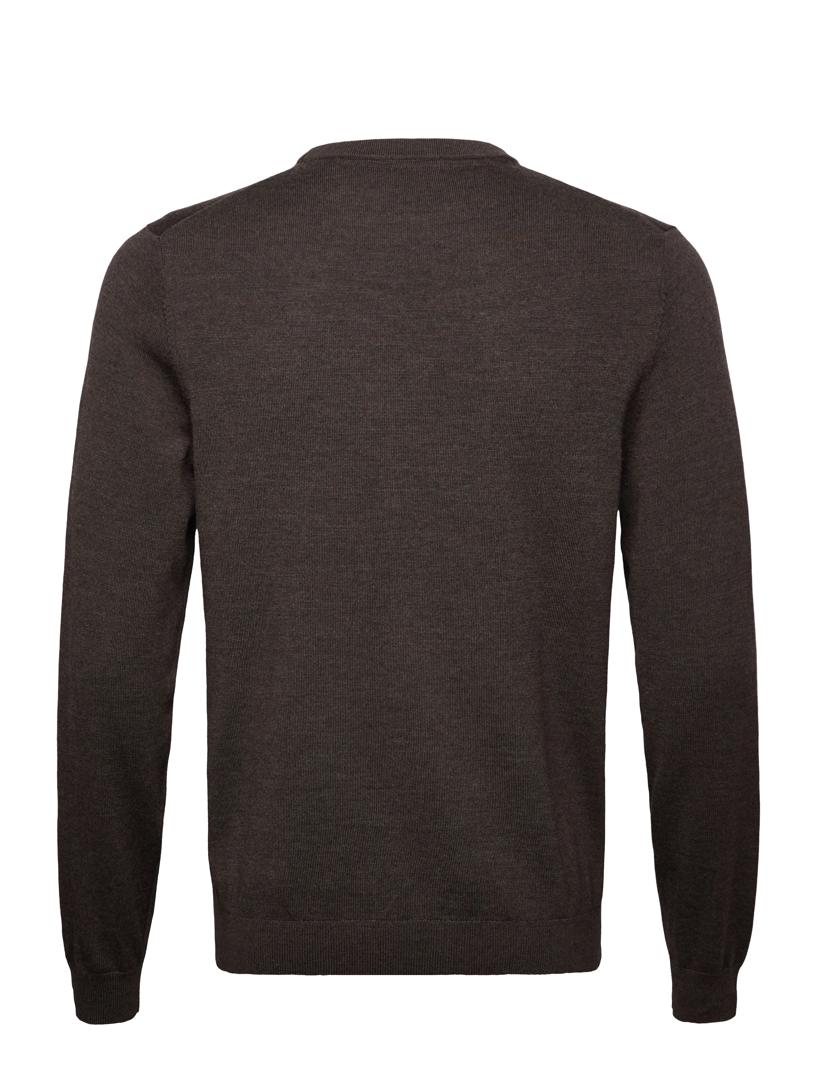 Lindbergh Black - 100 % merino crew neck knit - rund hals - dk brown mel - 1