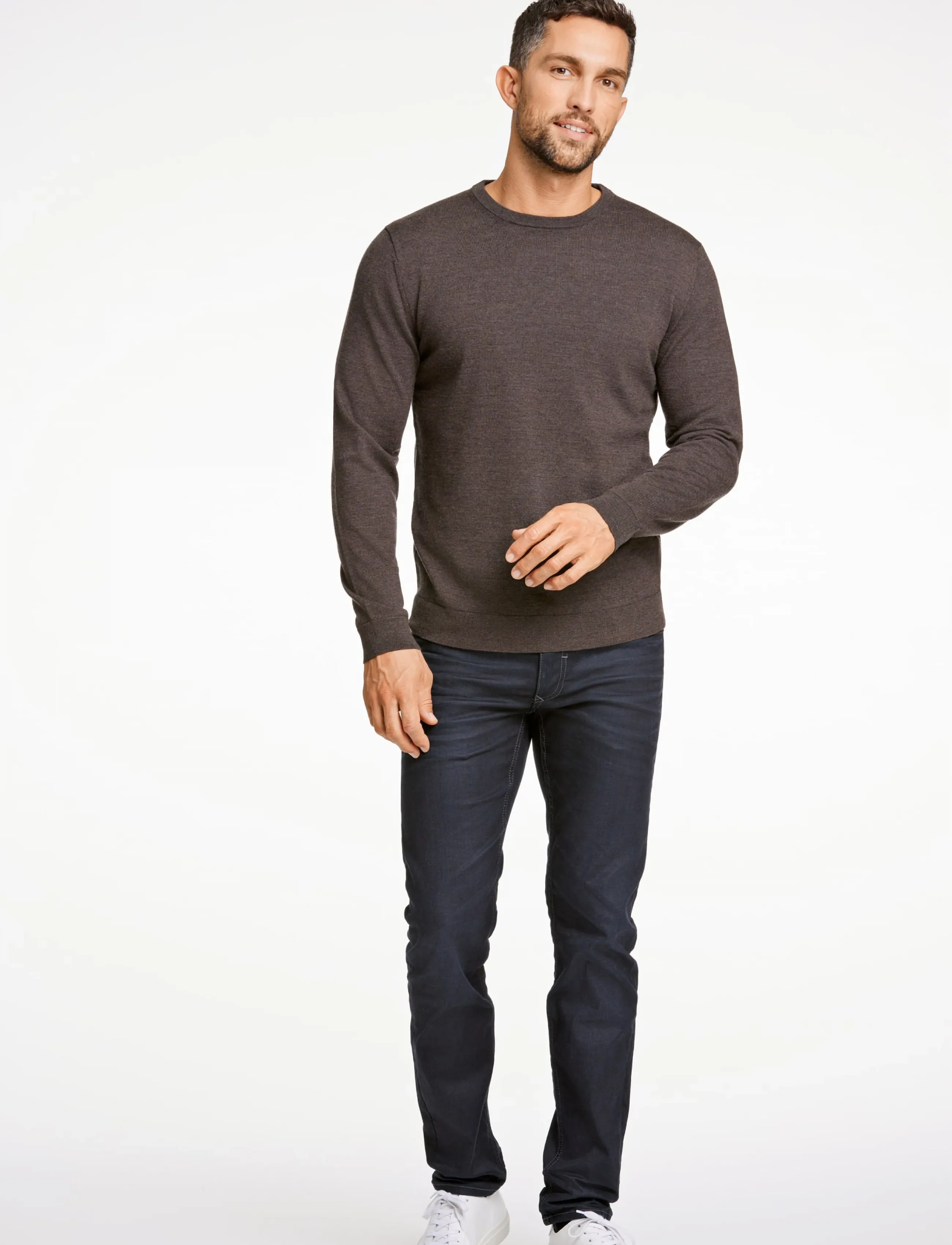 Lindbergh Black 100 % Merino Crew Neck Knit stickade tröjor herr – bild 2