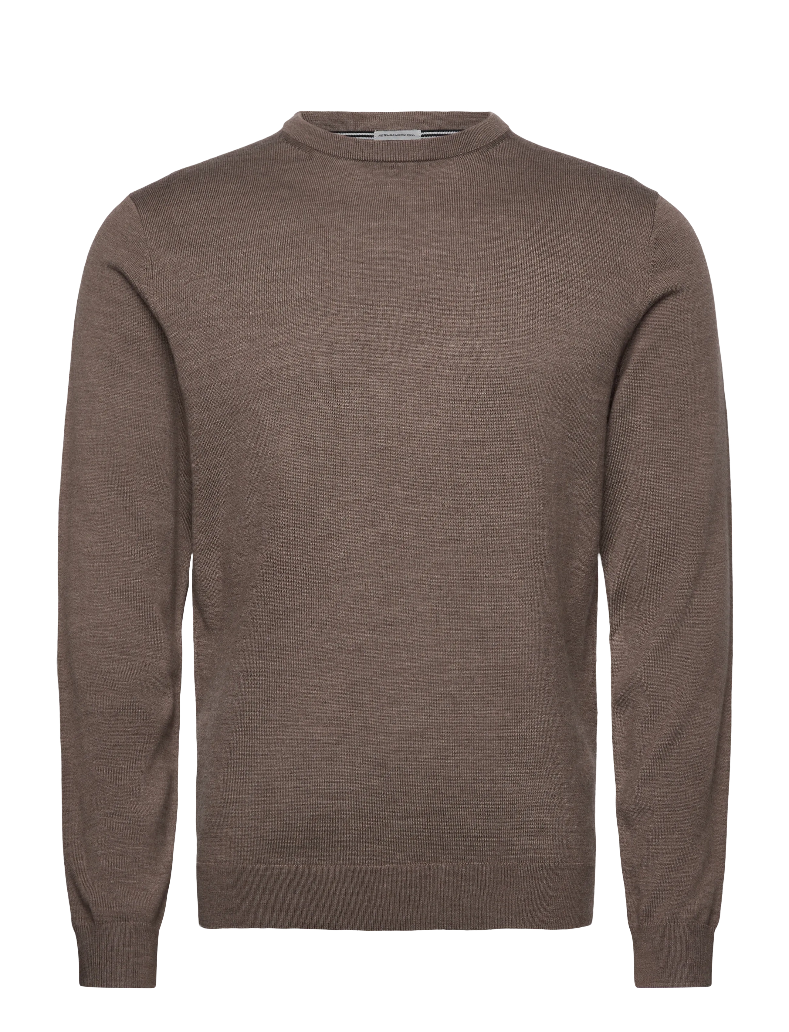 Lindbergh Black 100 % merino crew neck knit - Strickmode - DK SAND MEL / brown
