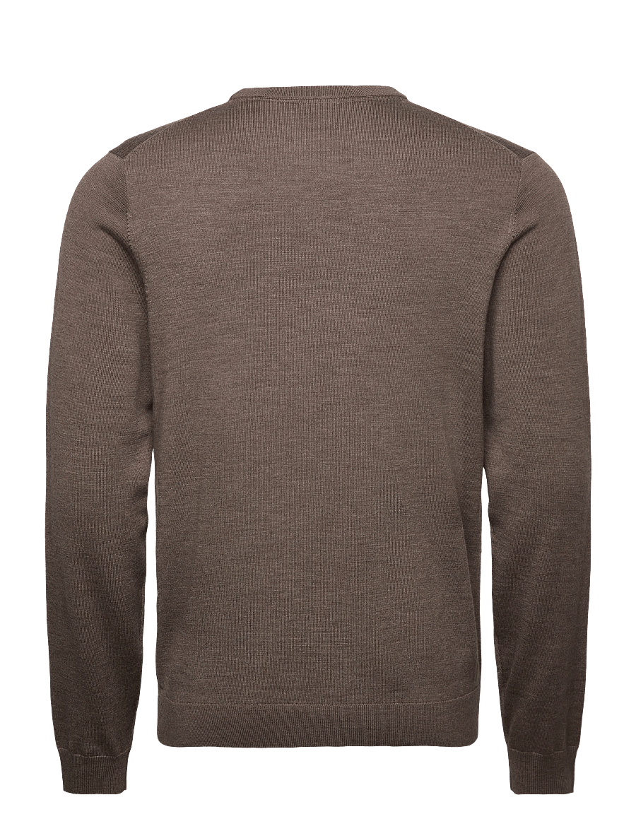 Lindbergh Black - 100 % merino crew neck knit - rund hals - dk sand mel - 2