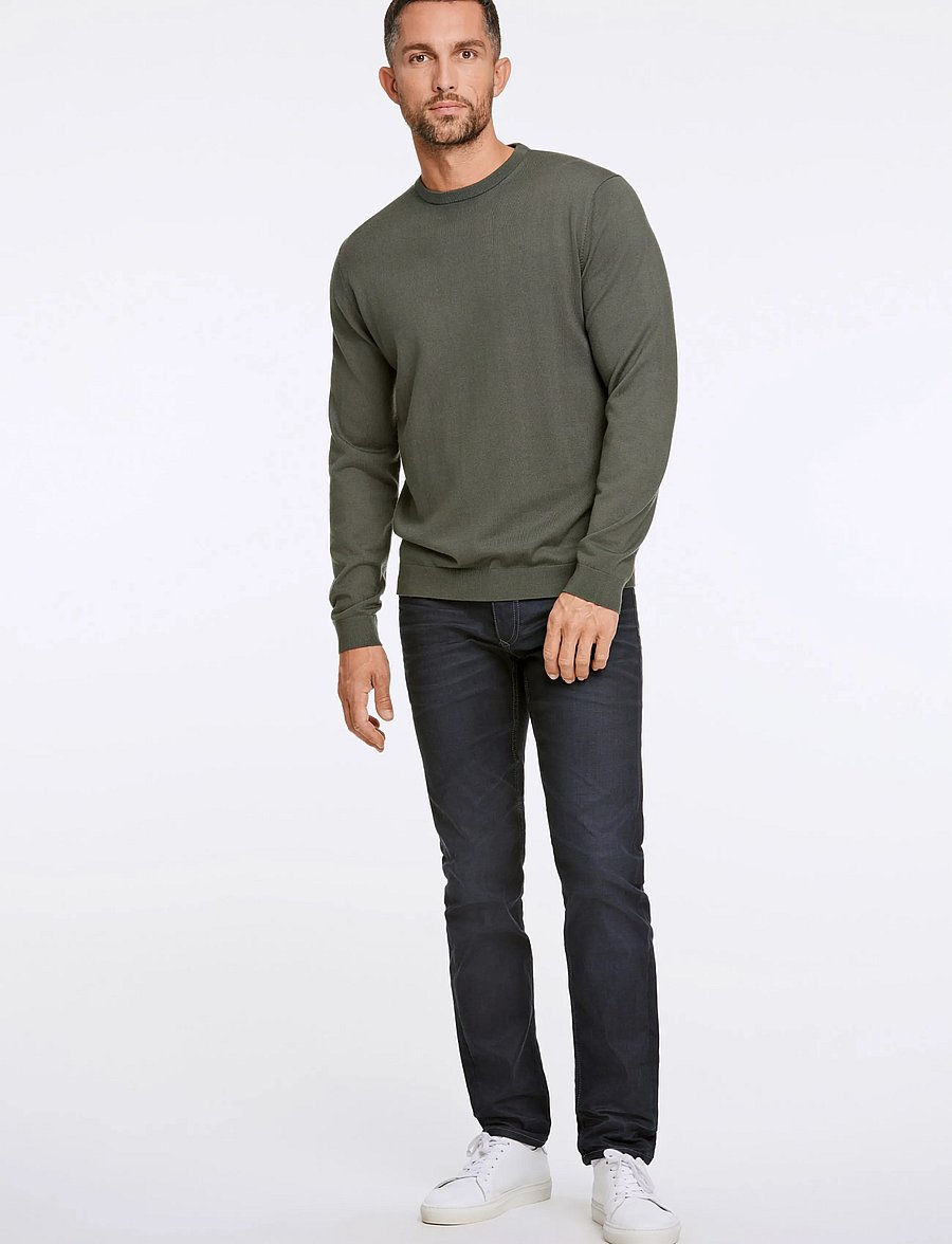 Lindbergh Black - 100 % merino crew neck knit - rundhalsad - dusty army - 0