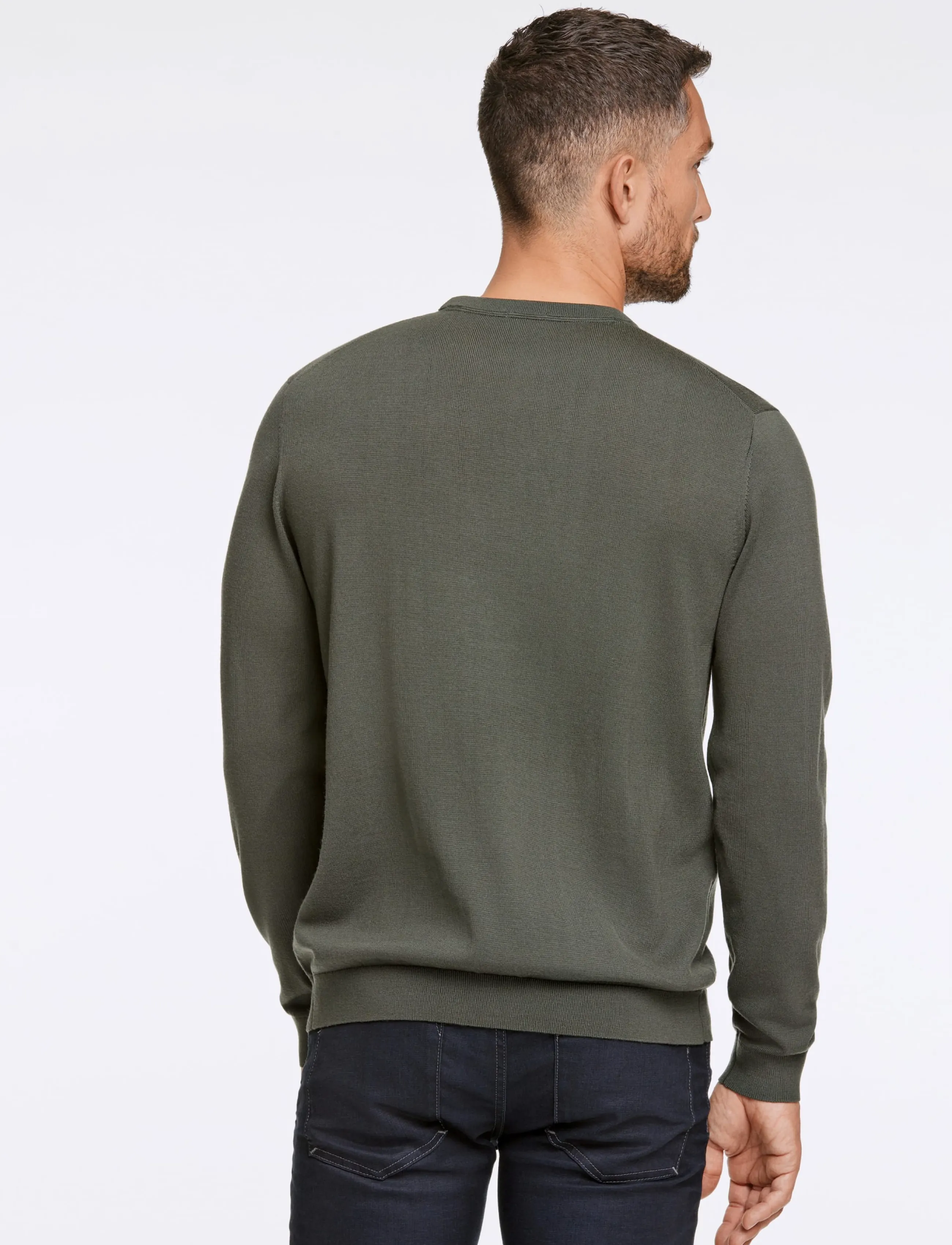 Lindbergh Black - 100 % merino crew neck knit - rundhals - dusty army - 4