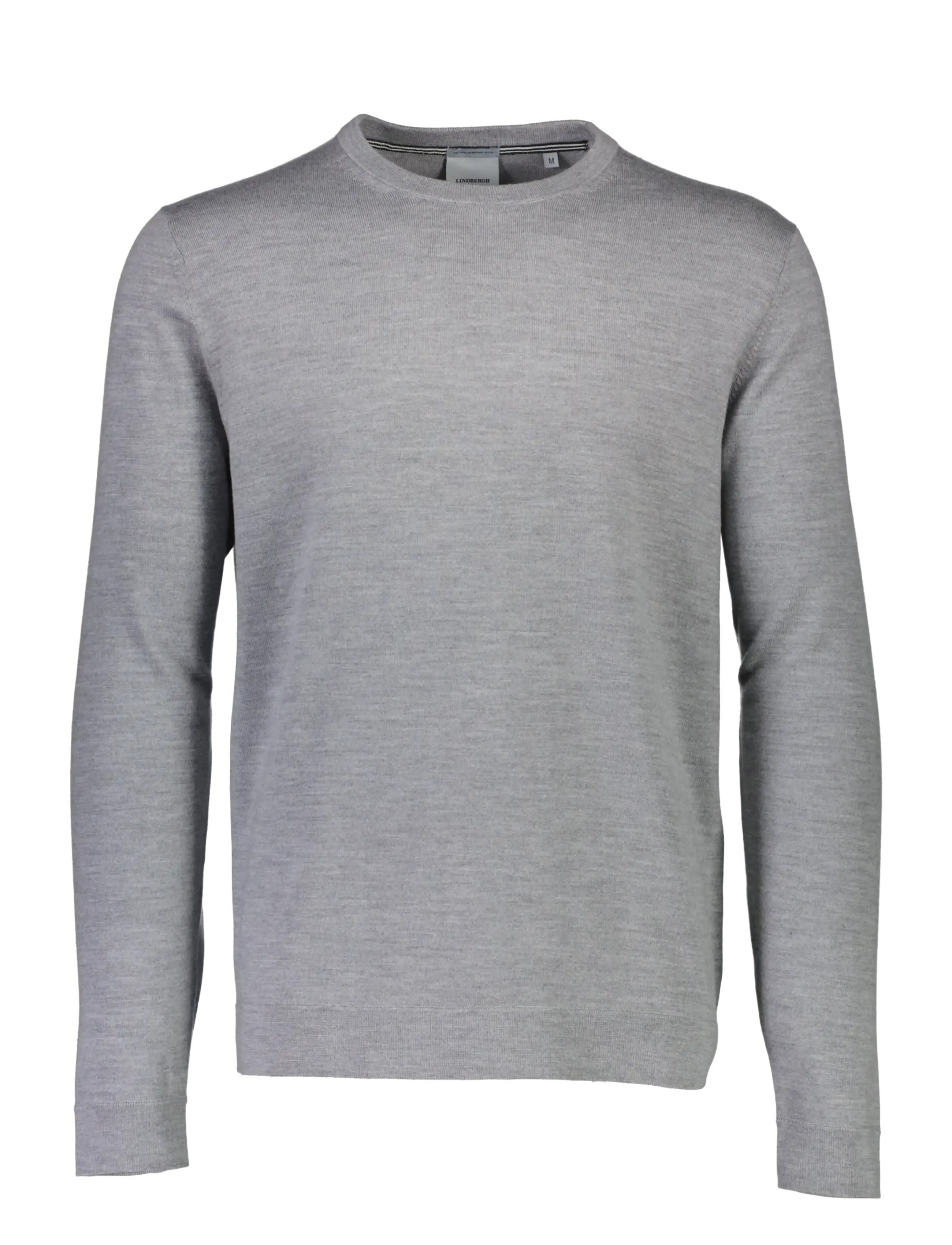 Lindbergh Black 100 % merino crew neck knit - Lindbergh - GREY MEL / grey