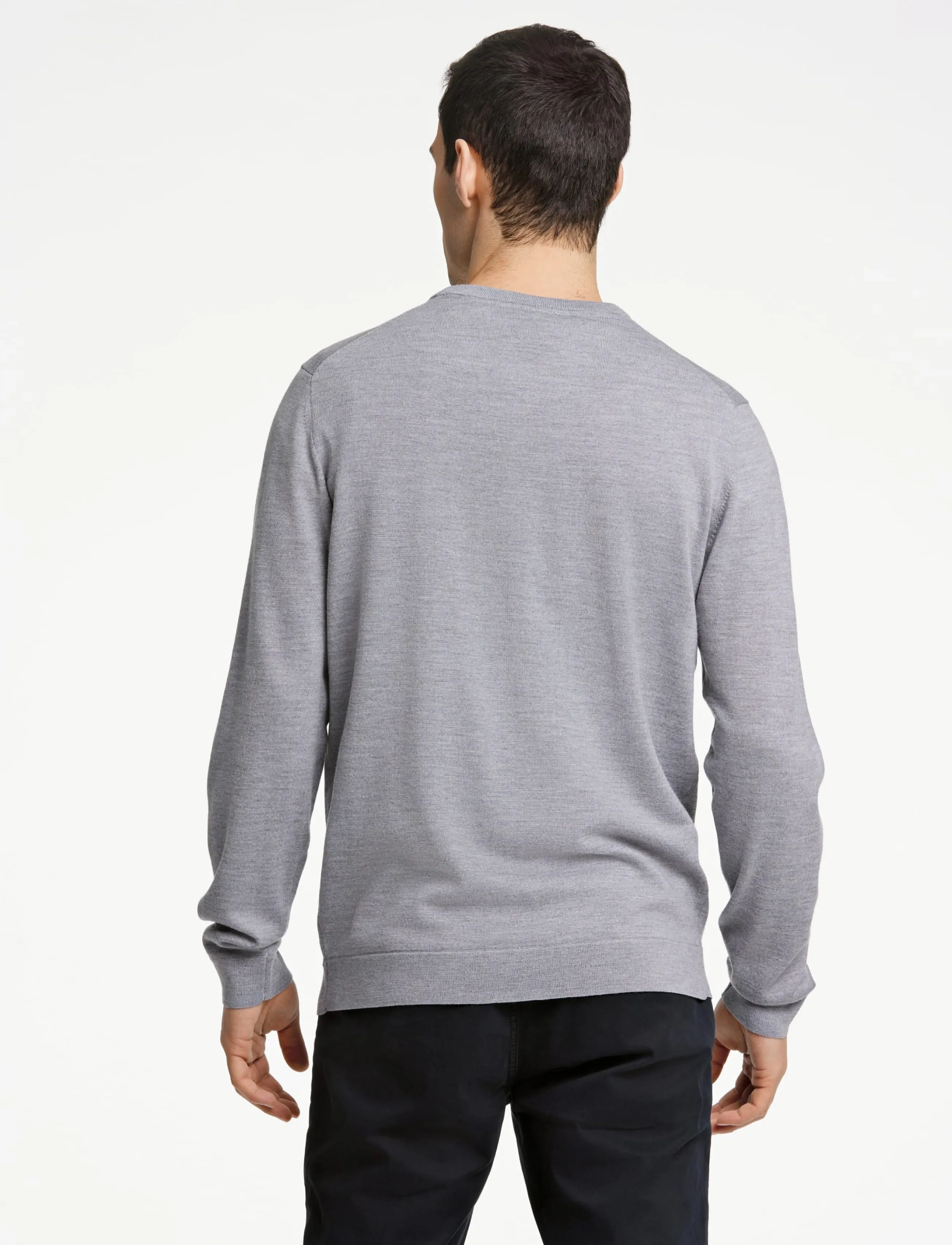 Lindbergh Black - 100 % merino crew neck knit - rundhals - grey mel - 4