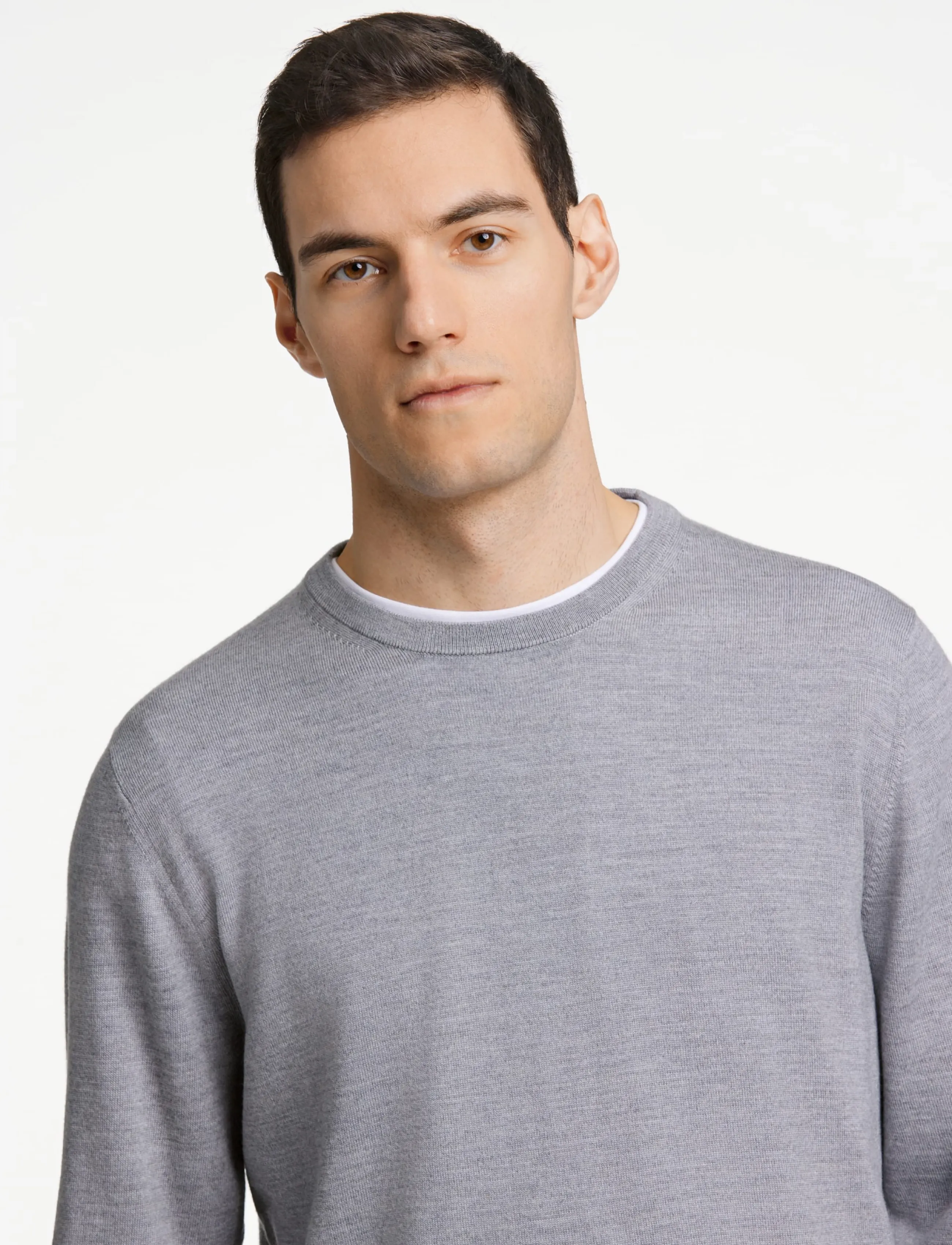 Lindbergh Black - 100 % merino crew neck knit - rundhals - grey mel - 5