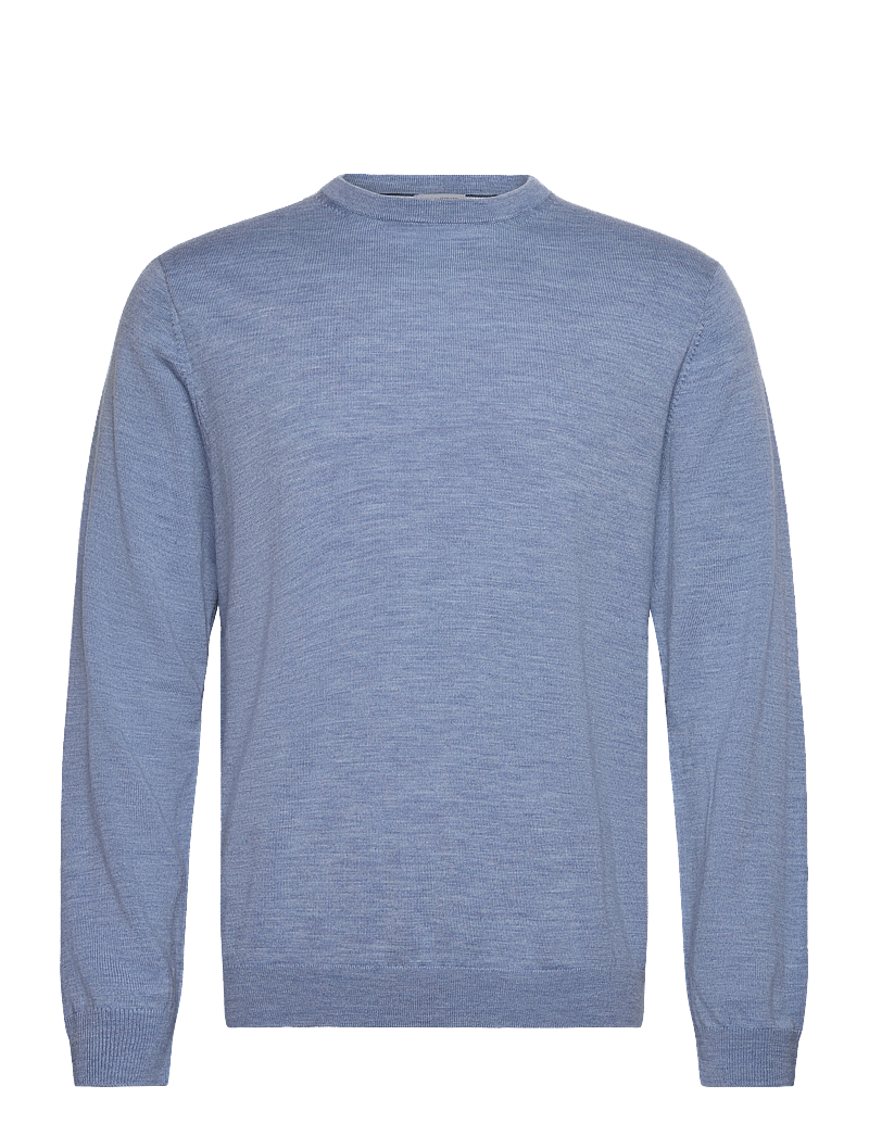 Lindbergh Black - 100 % merino crew neck knit - round necks - lt blue mel - 0