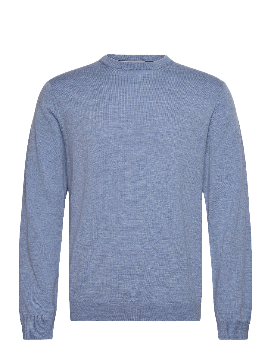 Lindbergh Black - 100 % merino crew neck knit - rund hals - lt blue mel - 1