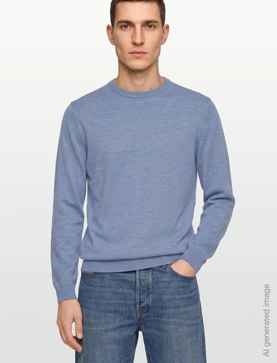 Lindbergh Black - 100 % merino crew neck knit - rund hals - lt blue mel - 3