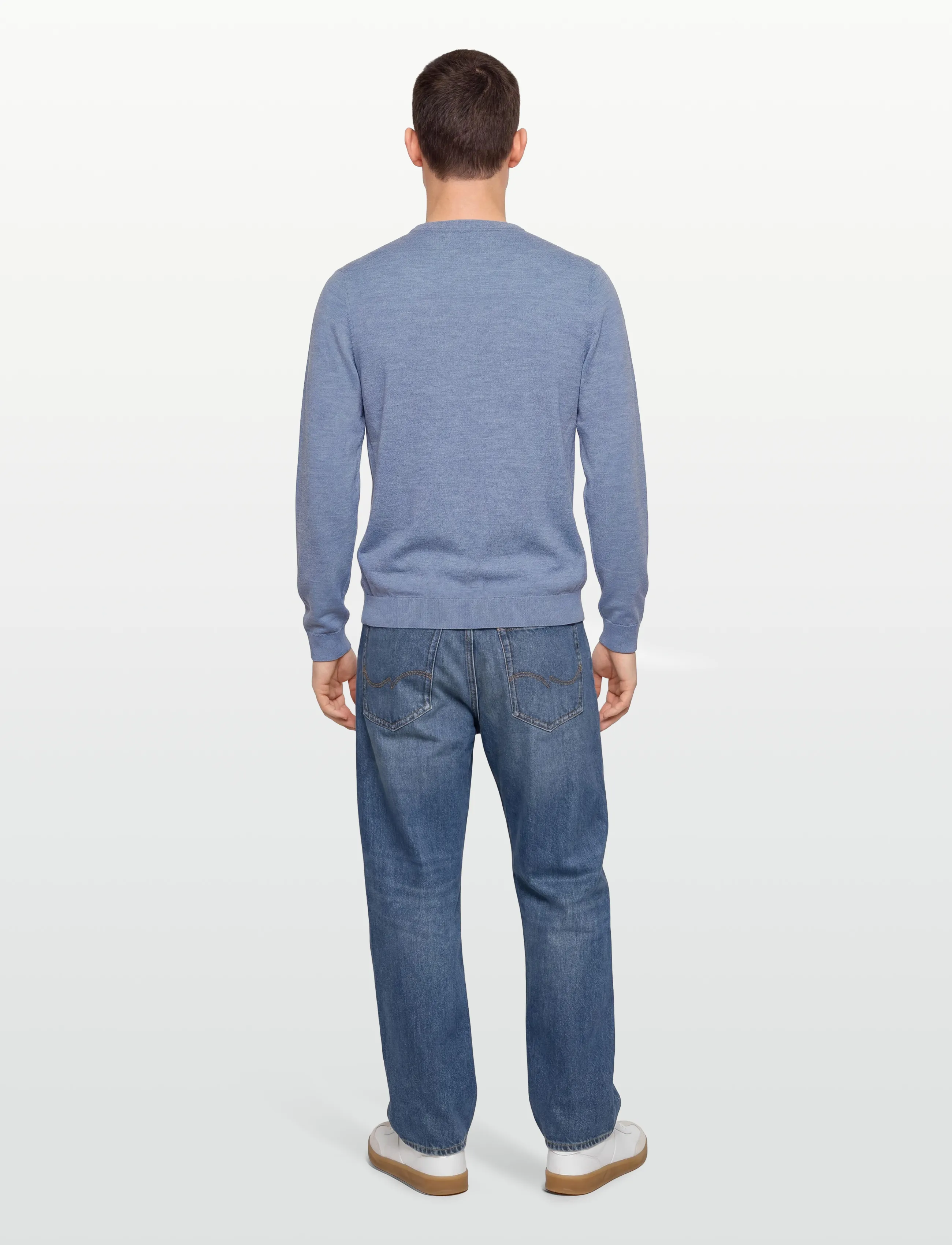 Lindbergh Black - 100 % merino crew neck knit - rund hals - lt blue mel - 4