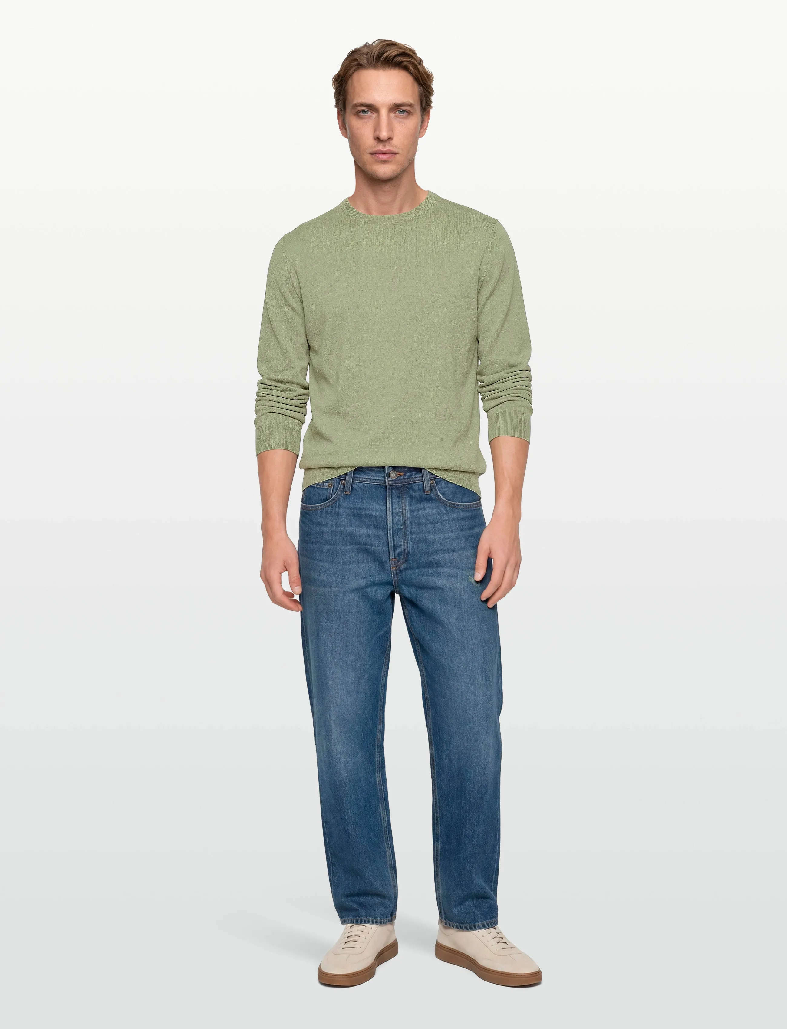 Lindbergh Black - 100 % merino crew neck knit - Ümmarguse kaelusega kudumid - lt dusty green - 0