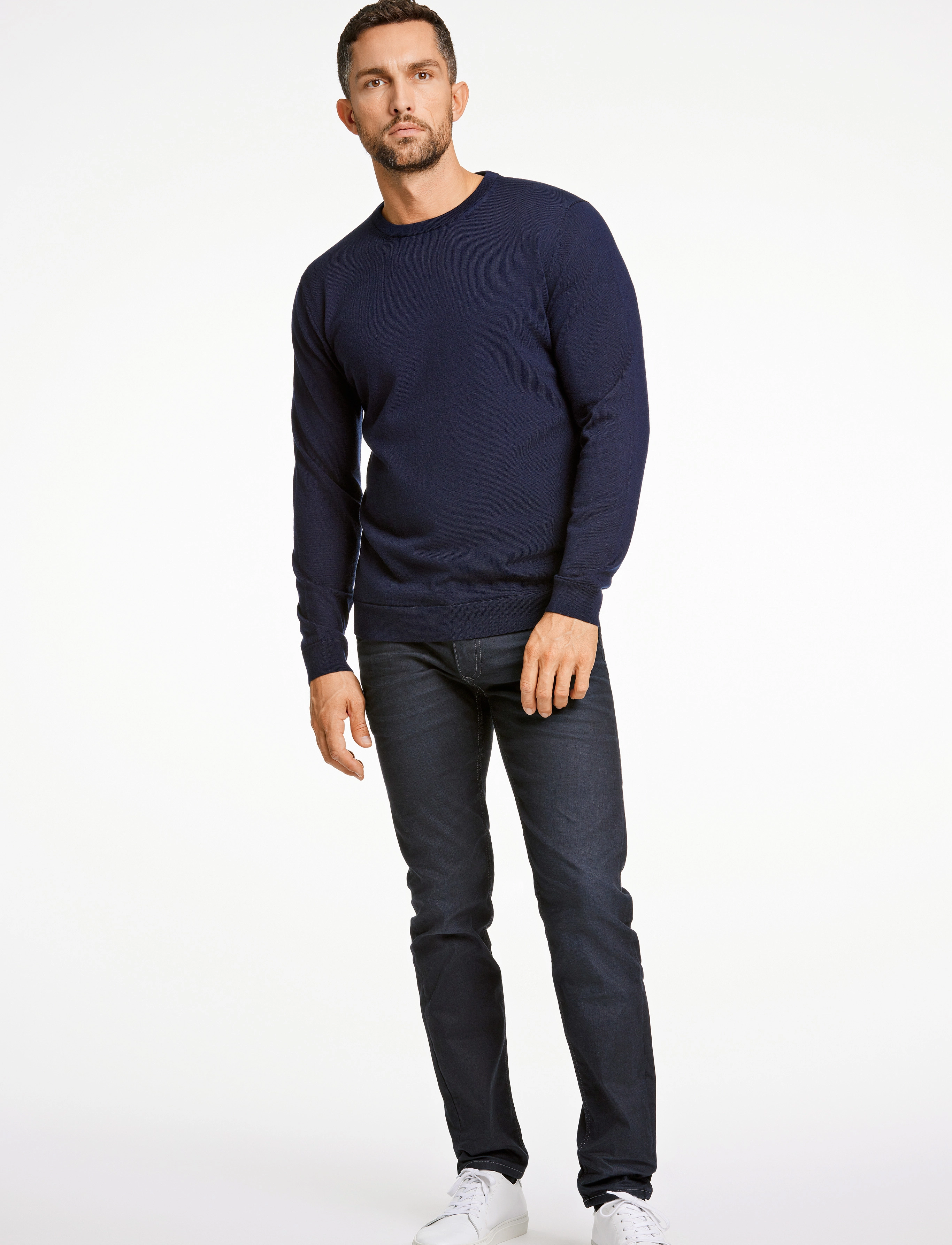 Lindbergh Black - 100 % merino crew neck knit - rund hals - navy - 4