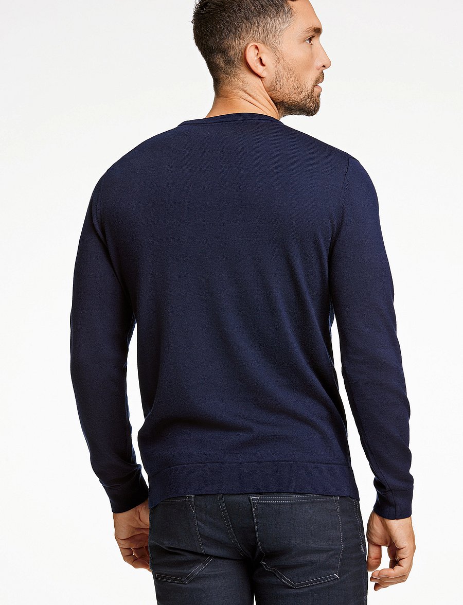 Lindbergh Black - 100 % merino crew neck knit - Ümara kaelusega - navy - 3